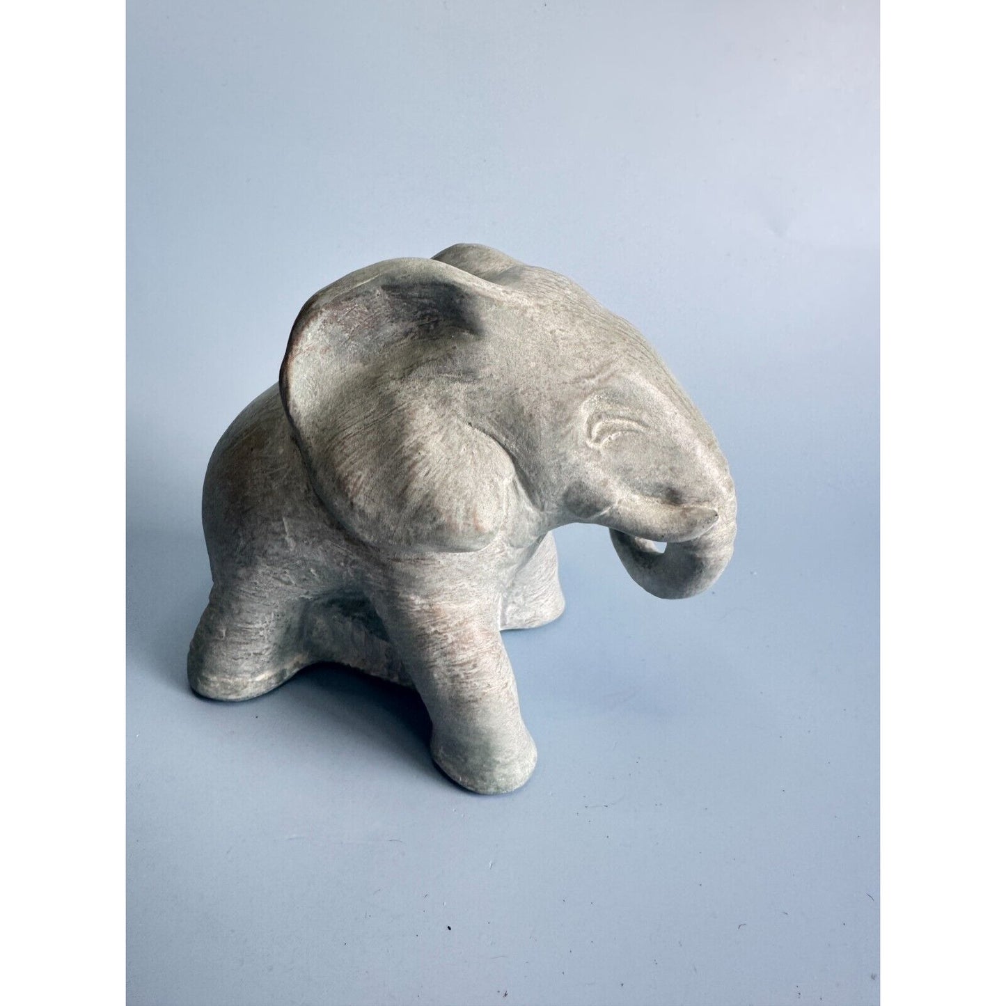 Isabel Bloom Sculpted Concrete Elephant Figurine Signed By Artist 5" X 6" USA Unique Home Decor