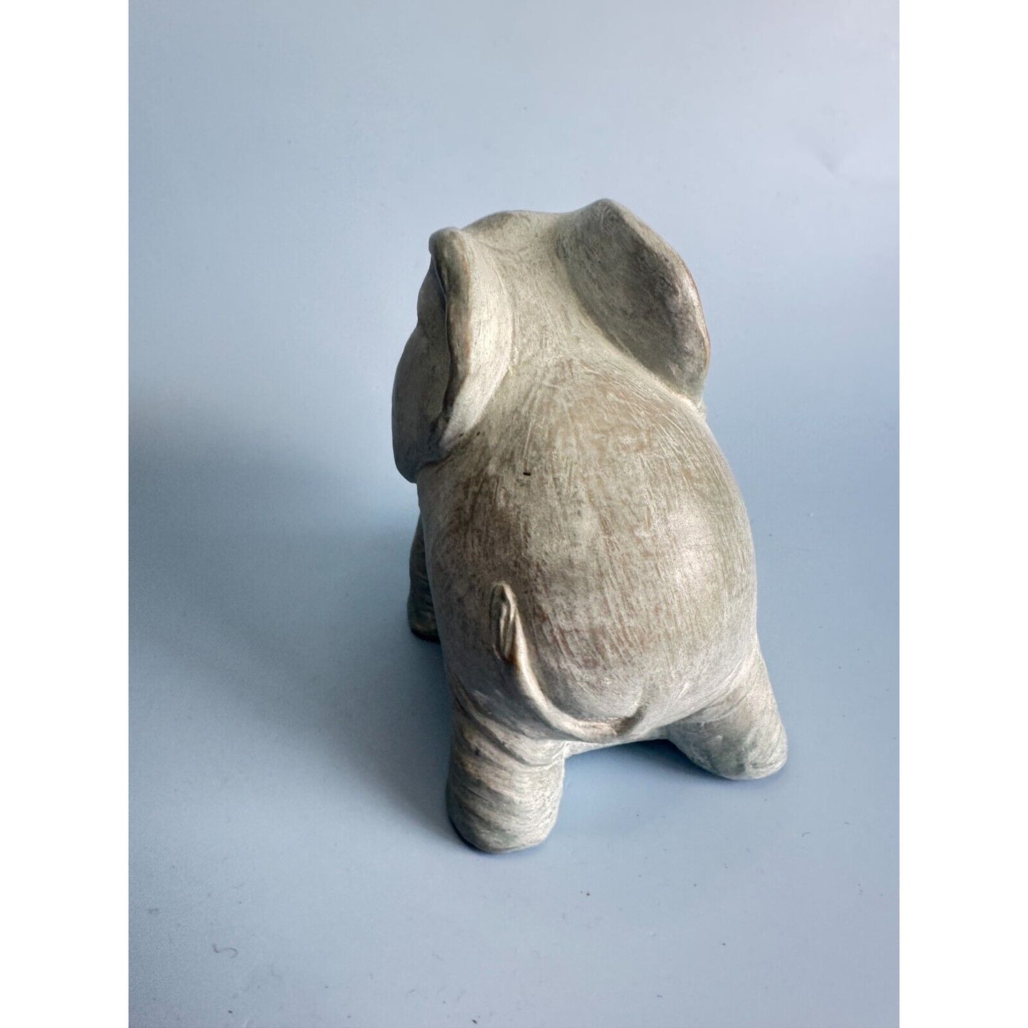 Isabel Bloom Sculpted Concrete Elephant Figurine Signed By Artist 5" X 6" USA Unique Home Decor