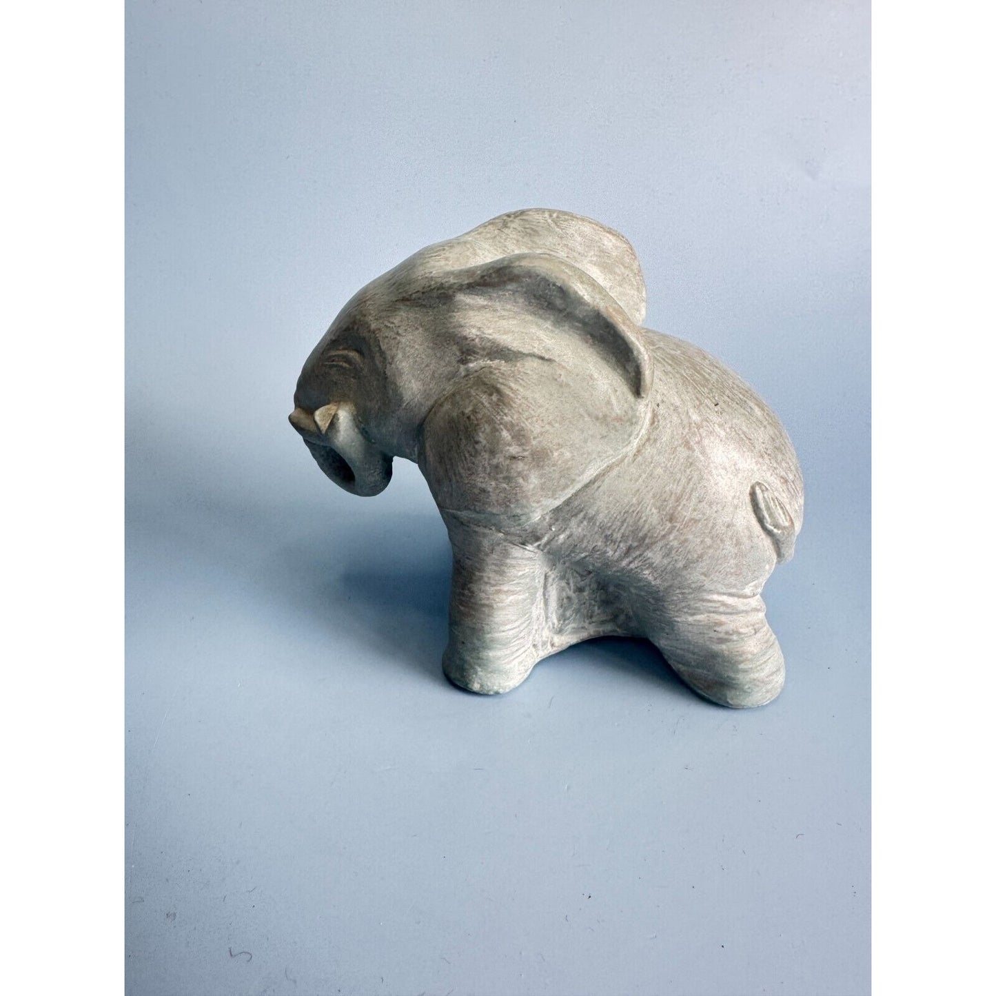 Isabel Bloom Sculpted Concrete Elephant Figurine Signed By Artist 5" X 6" USA Unique Home Decor
