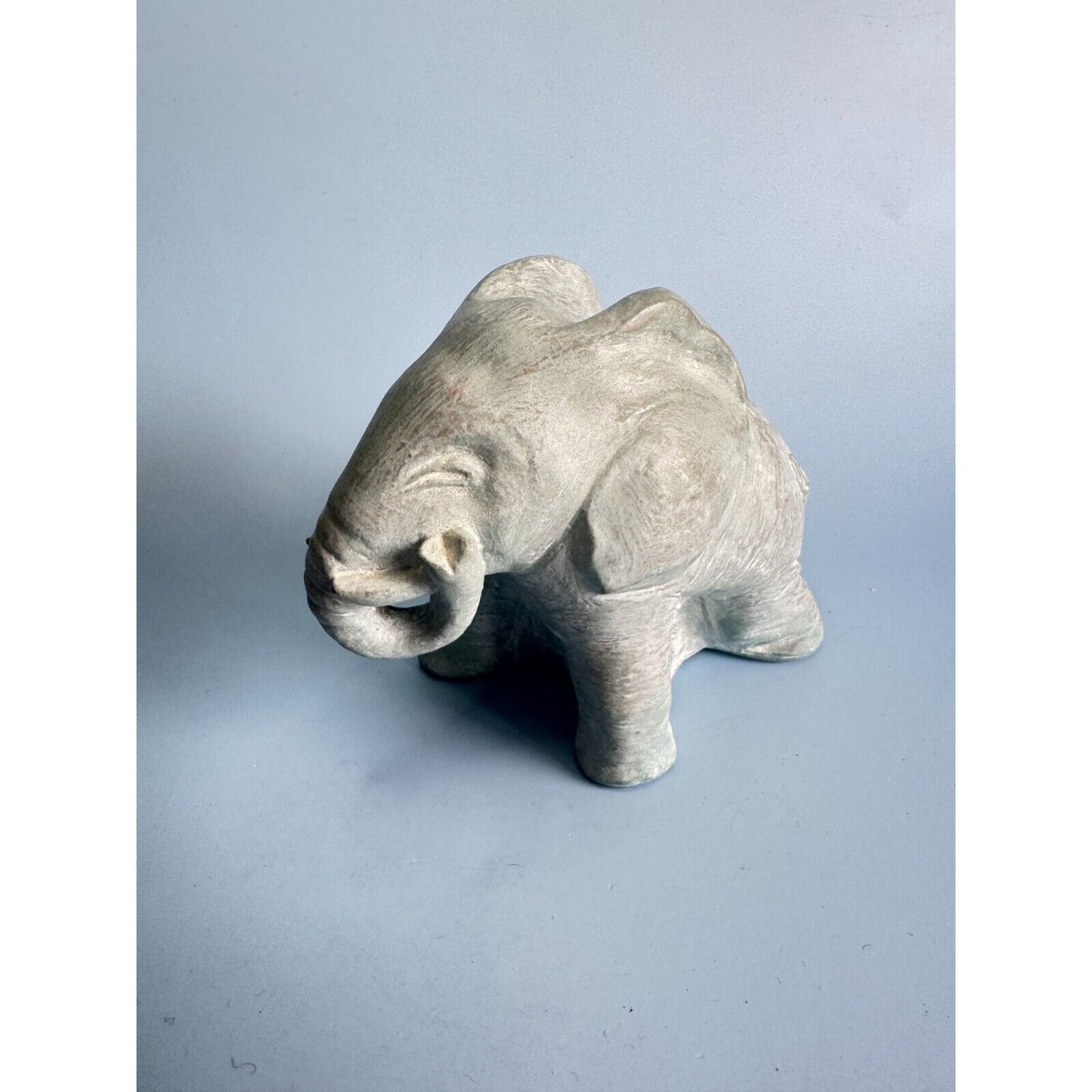 Isabel Bloom Sculpted Concrete Elephant Figurine Signed By Artist 5" X 6" USA Unique Home Decor