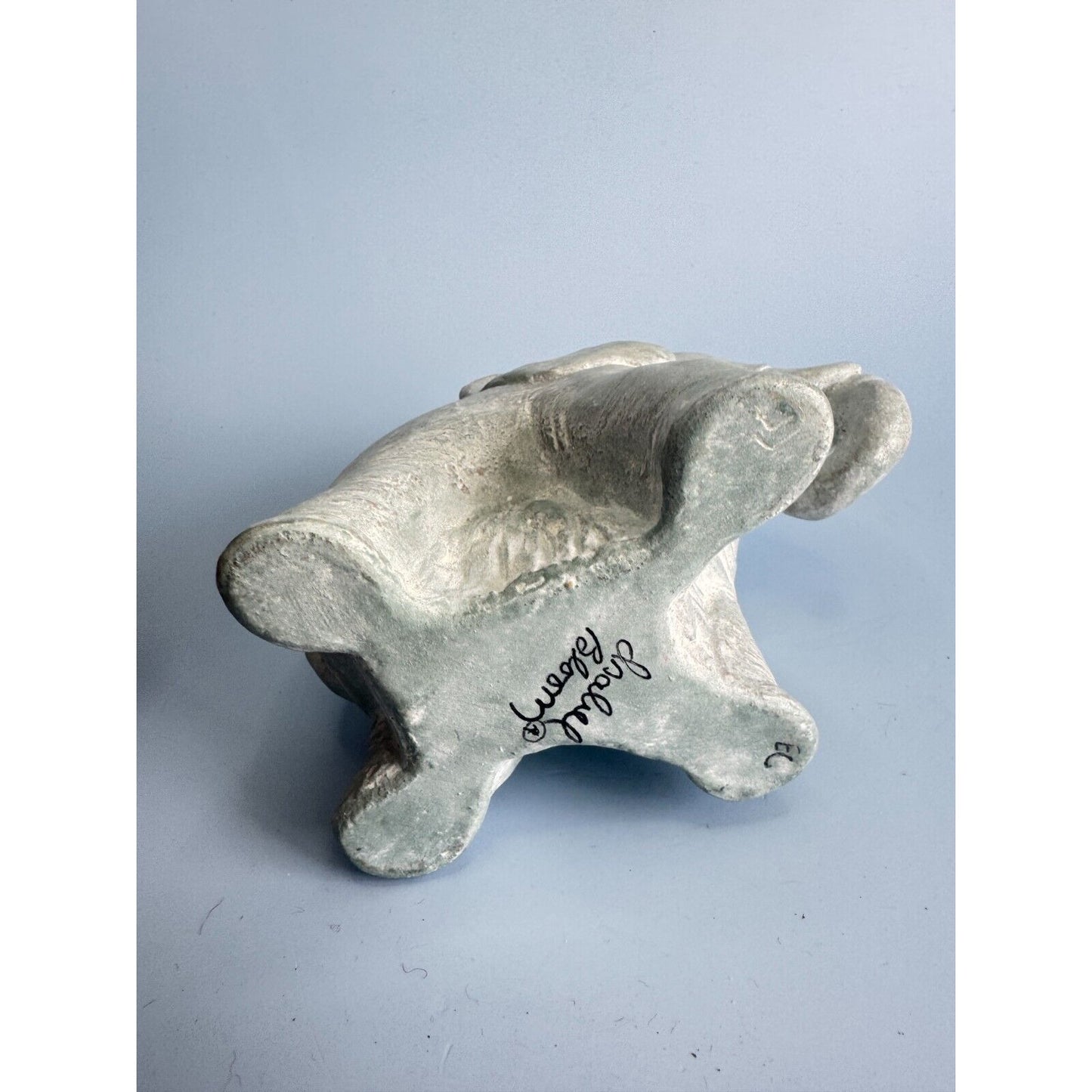 Isabel Bloom Sculpted Concrete Elephant Figurine Signed By Artist 5" X 6" USA Unique Home Decor