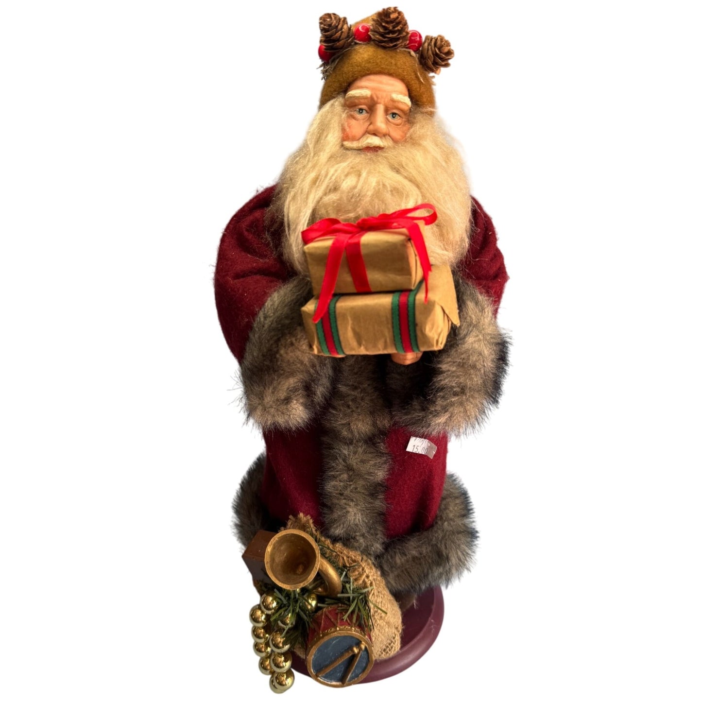 Folk Art Santa Claus Figurine Handcrafted Signed by Artist Cook 2018 17 Inch