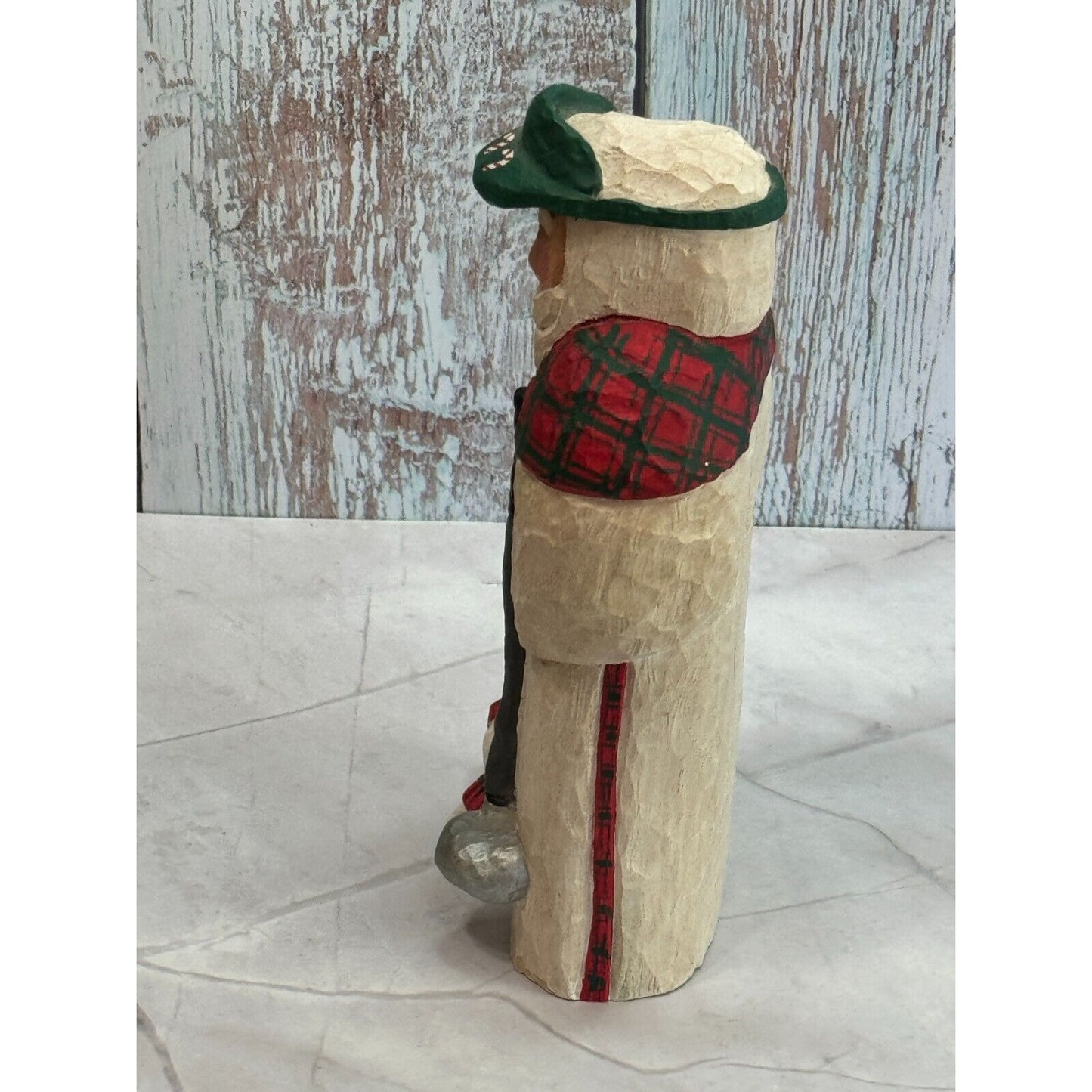 MacDonald Claus 1997 Carved Wood Scottish Golfer Figurine Scotland Signed Artist