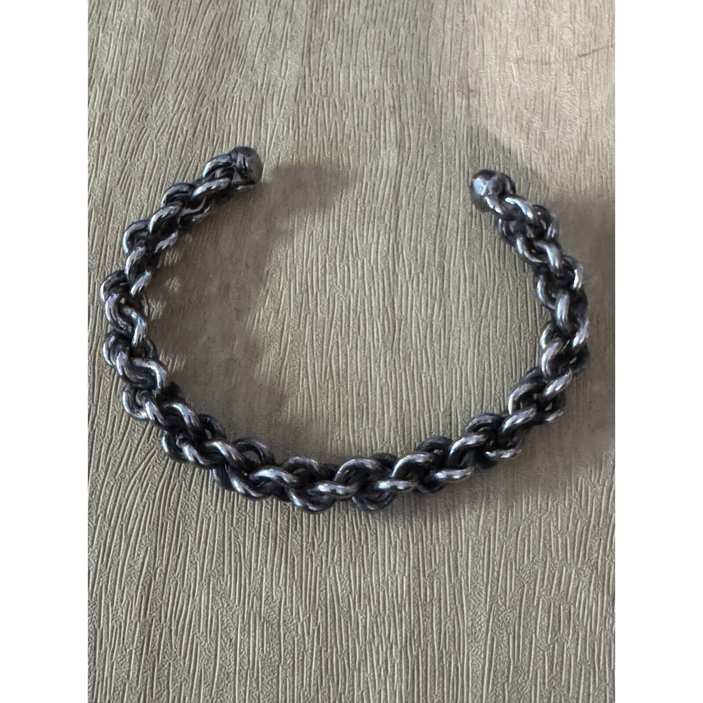 Chainmaille Silverplate Viking Cuff Woven Dark Silver Bracelet 6 1/2"