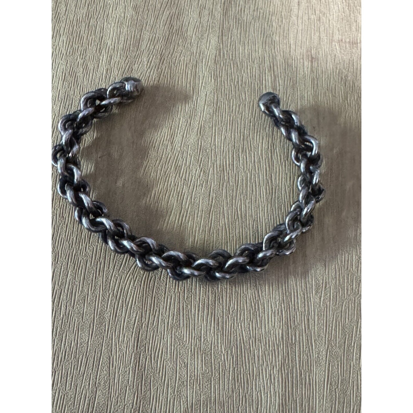 Chainmaille Silverplate Viking Cuff Woven Dark Silver Bracelet 6 1/2"