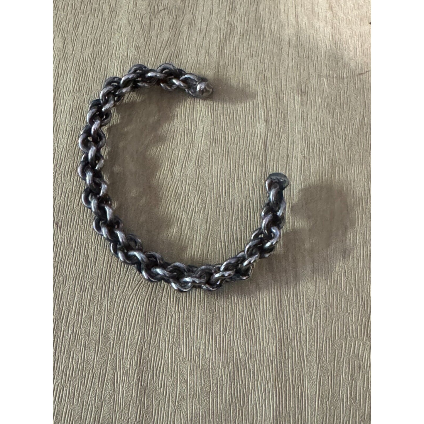 Chainmaille Silverplate Viking Cuff Woven Dark Silver Bracelet 6 1/2"