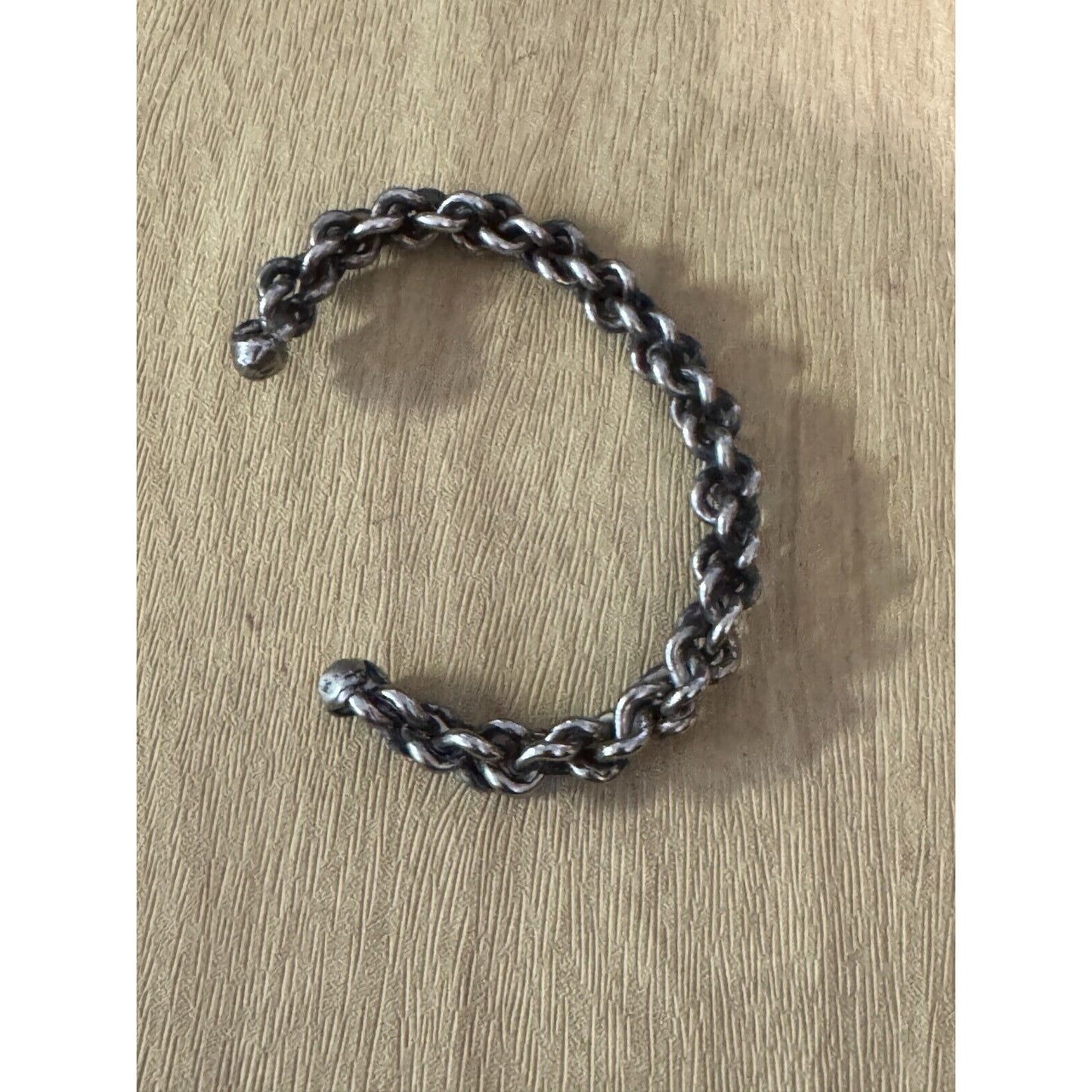 Chainmaille Silverplate Viking Cuff Woven Dark Silver Bracelet 6 1/2"