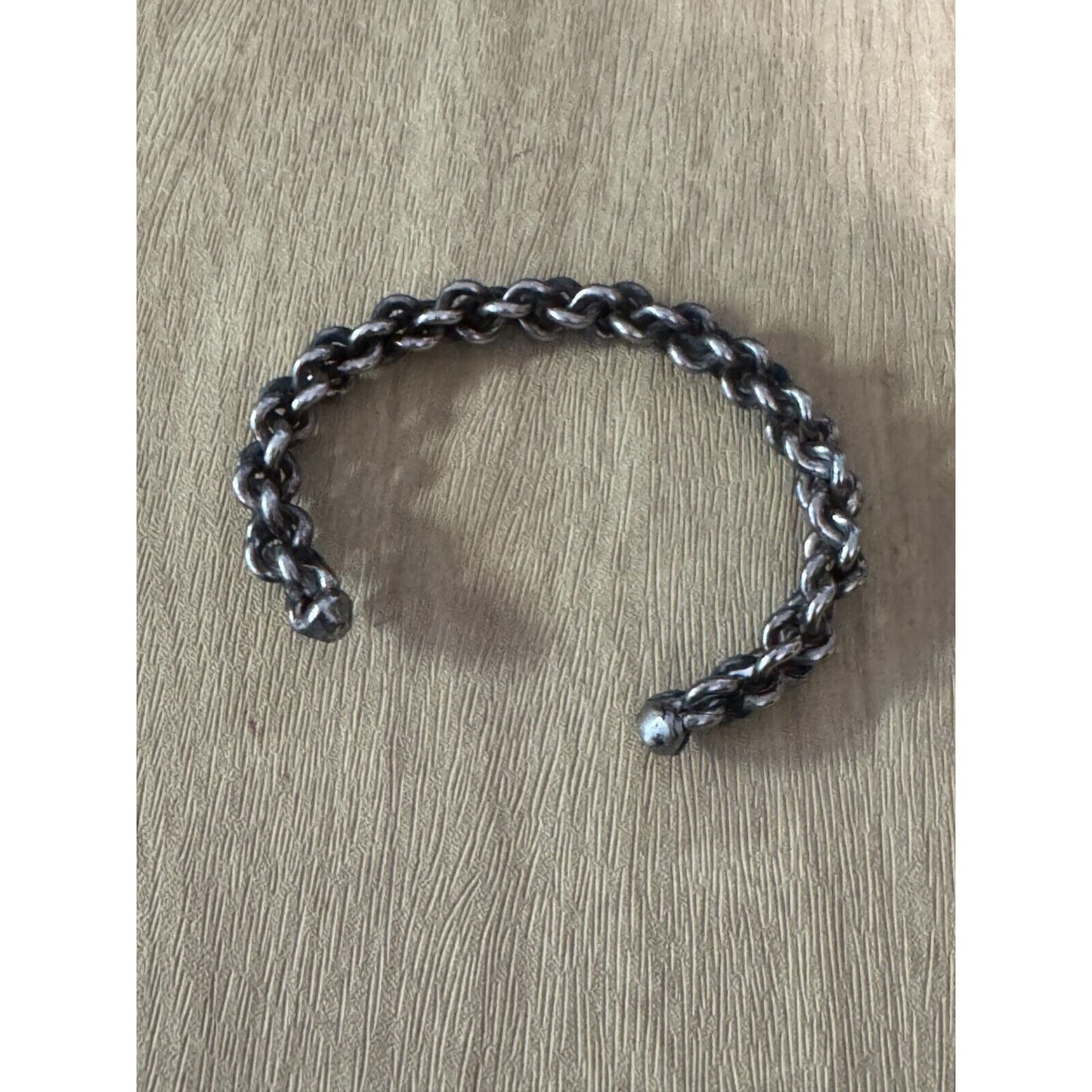 Chainmaille Silverplate Viking Cuff Woven Dark Silver Bracelet 6 1/2"