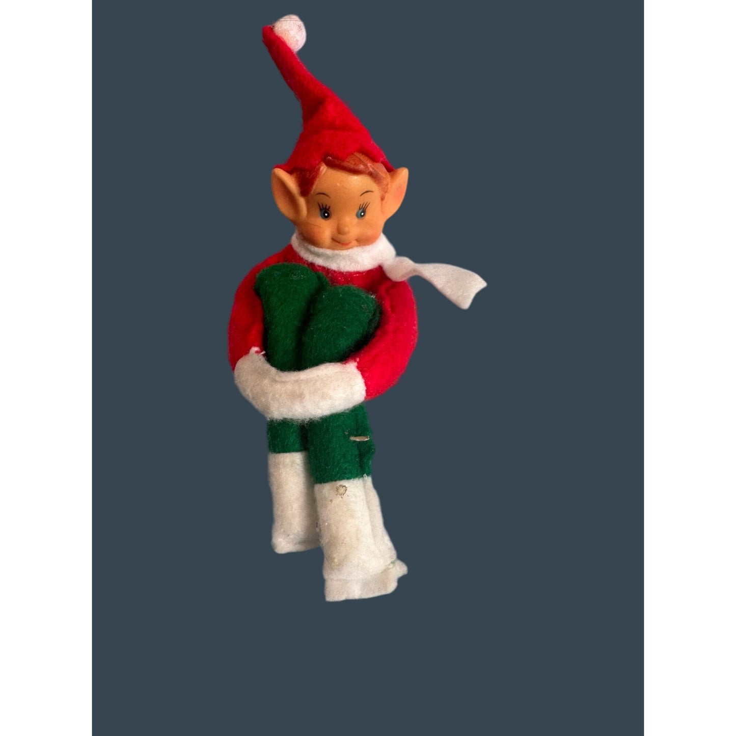 Vintage Midcentury Kneehugger Elf With Rubber Face & Felt Body