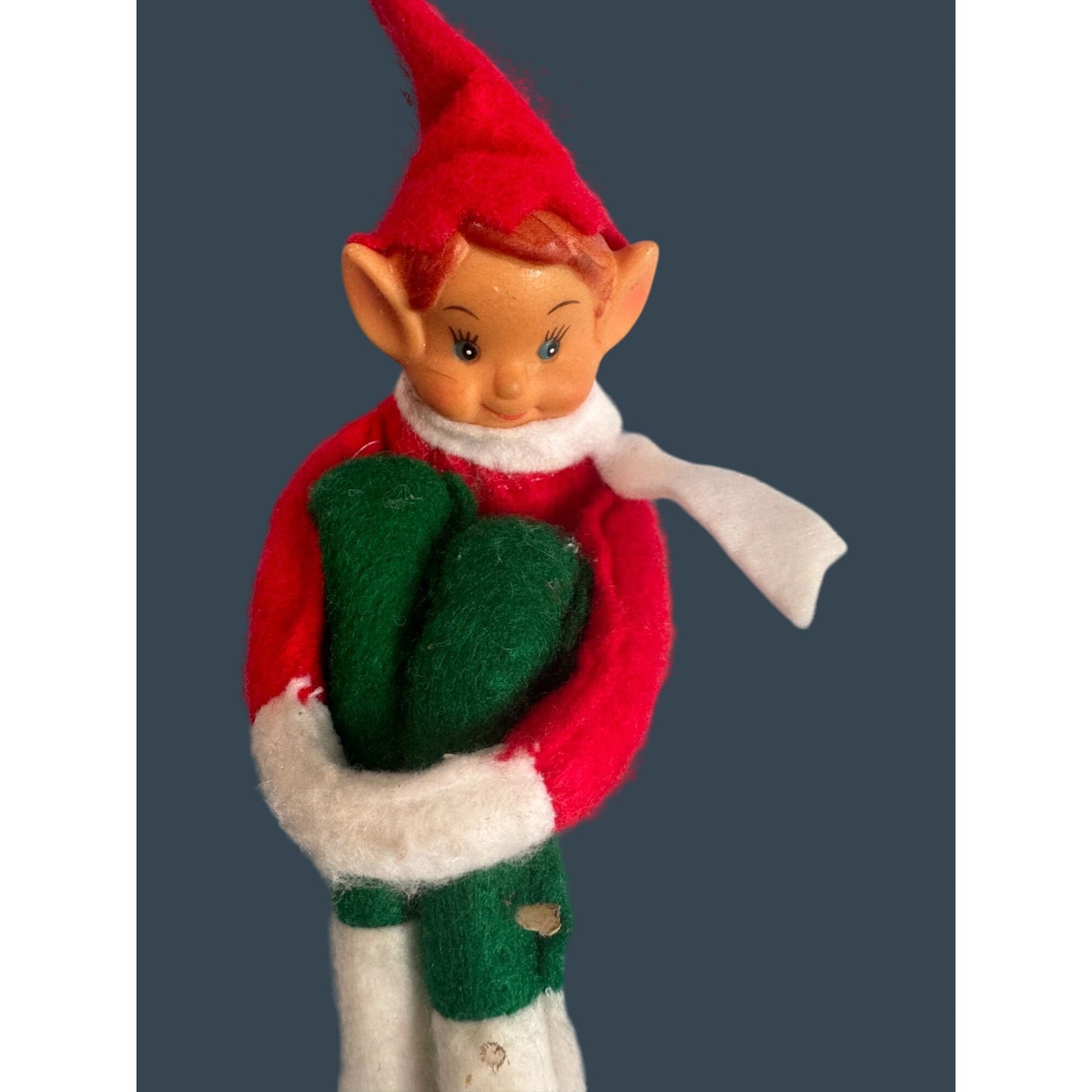 Vintage Midcentury Kneehugger Elf With Rubber Face & Felt Body