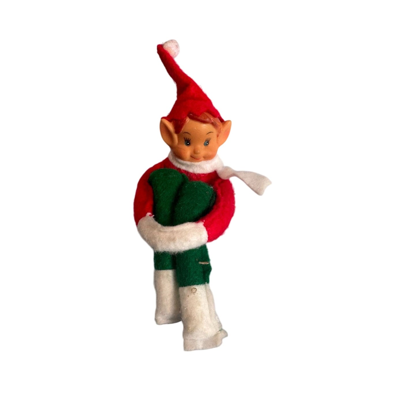 Vintage Midcentury Kneehugger Elf With Rubber Face & Felt Body