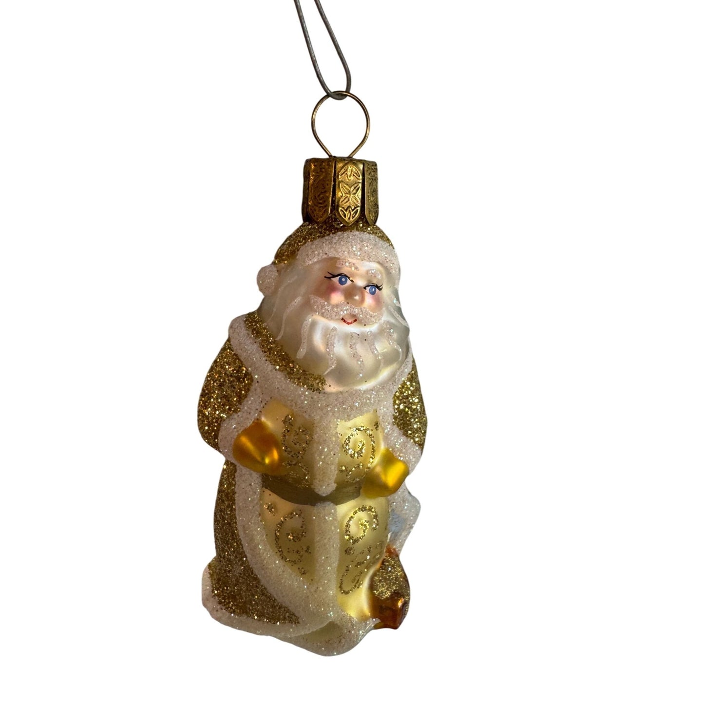 Waterford Holiday Heirlooms Santa Ornaments Set Of 3 Glass 3 1/2 Boxed
