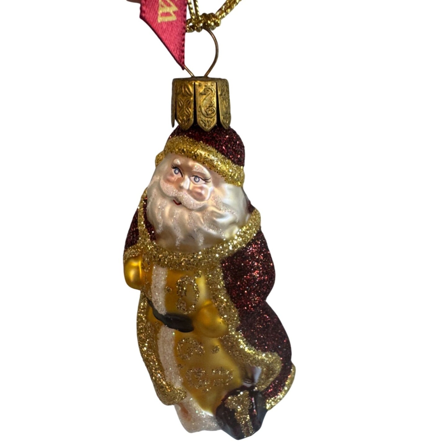 Waterford Holiday Heirlooms Santa Ornaments Set Of 3 Glass 3 1/2 Boxed
