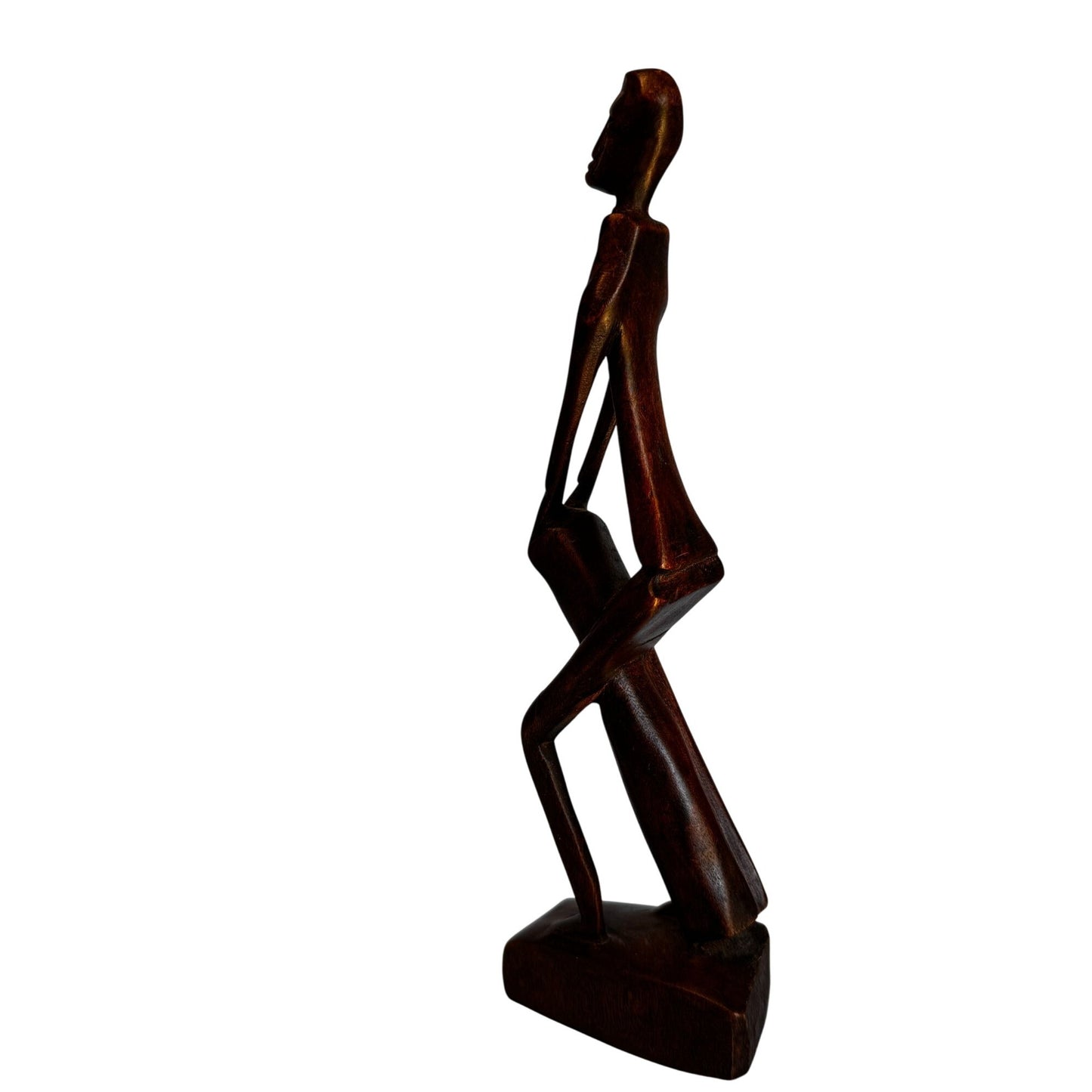 Haitian Folk Art Tribal Wood Carving Signed Jones Abstract Figure 10.5 Inch