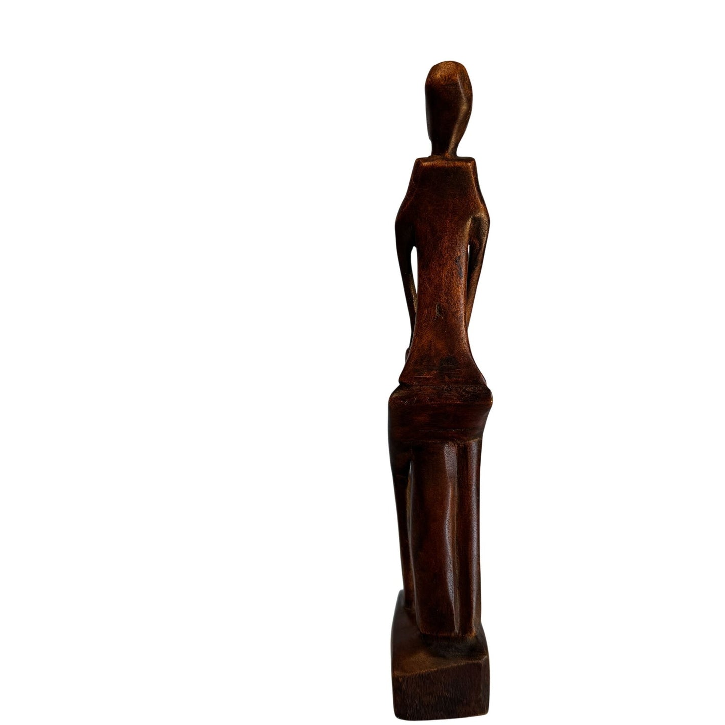 Haitian Folk Art Tribal Wood Carving Signed Jones Abstract Figure 10.5 Inch
