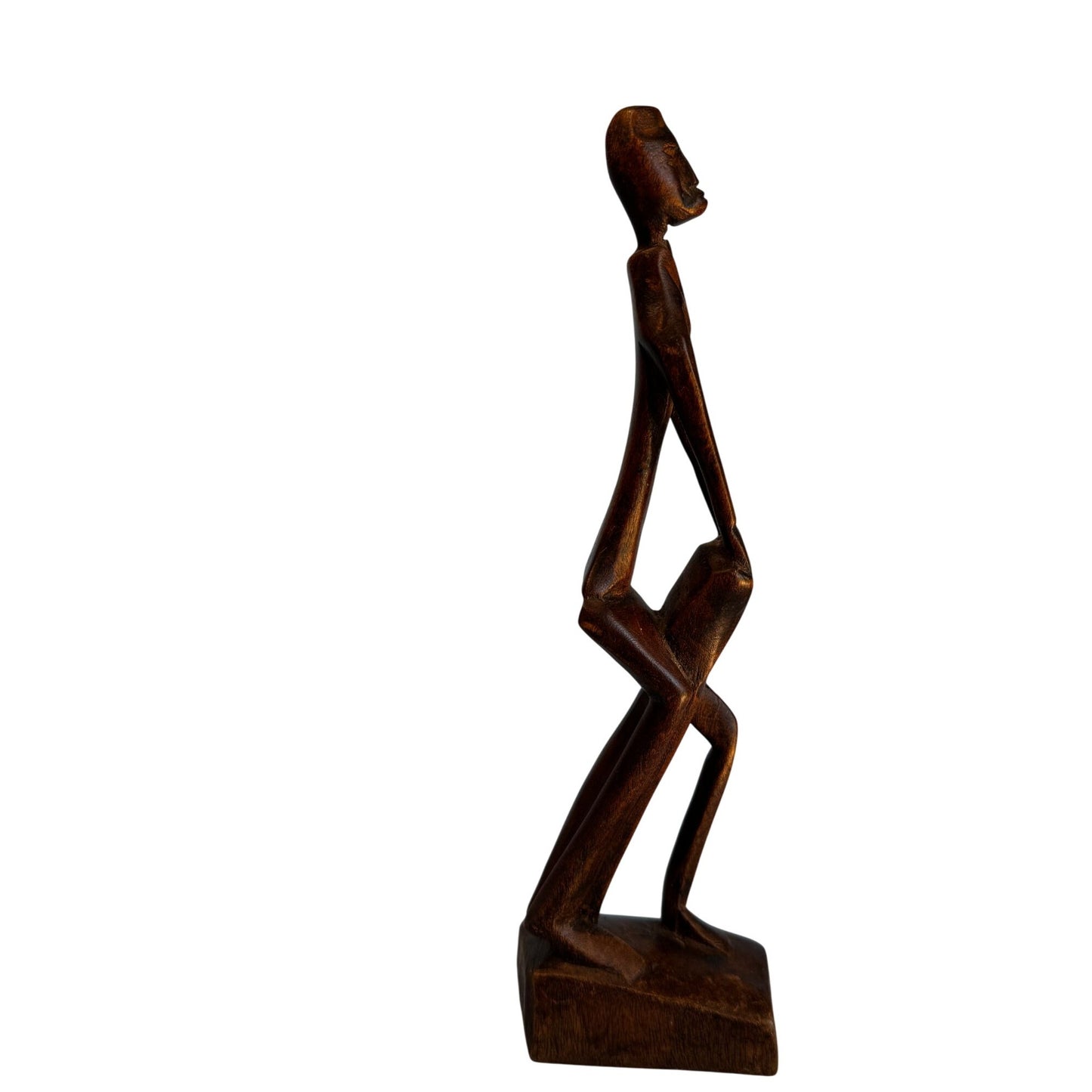 Haitian Folk Art Tribal Wood Carving Signed Jones Abstract Figure 10.5 Inch