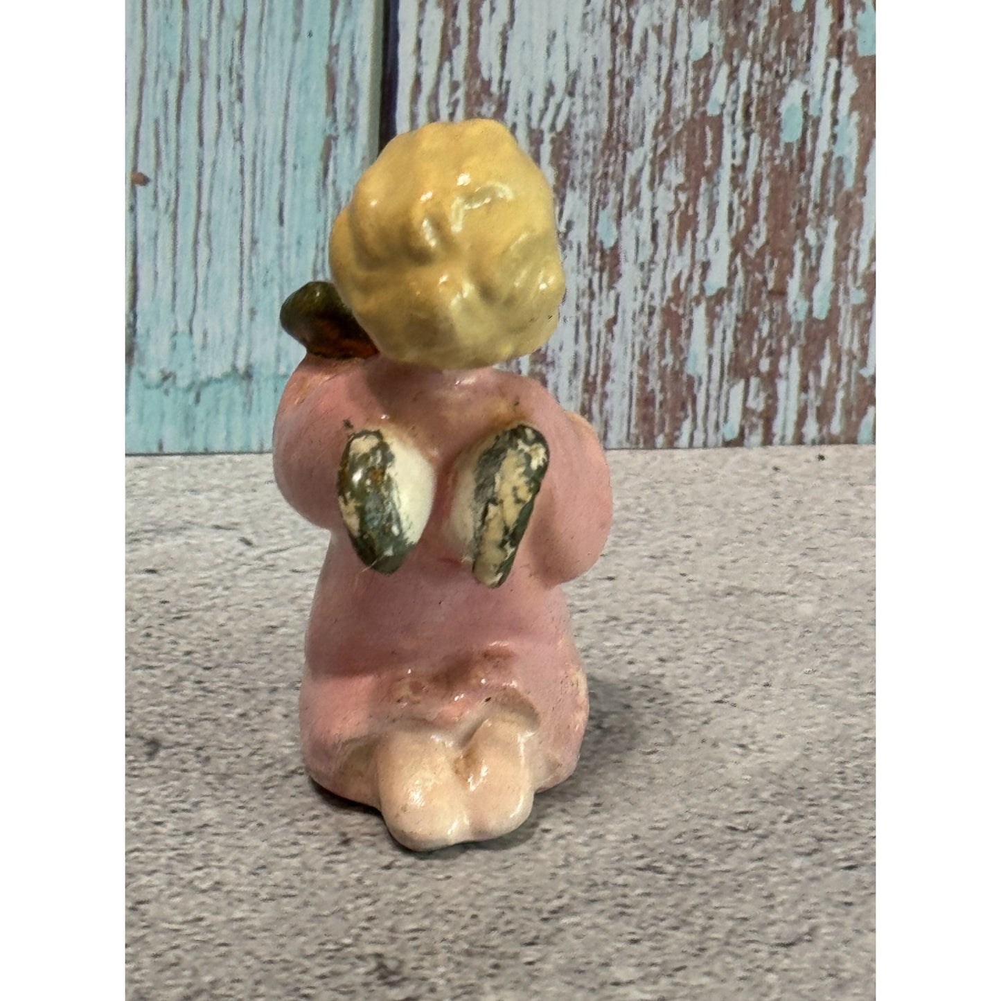 Vintage Twi-Lite Chalkware Angel Figure 1930s-1940s Pink & Gold 3 Inches Rare