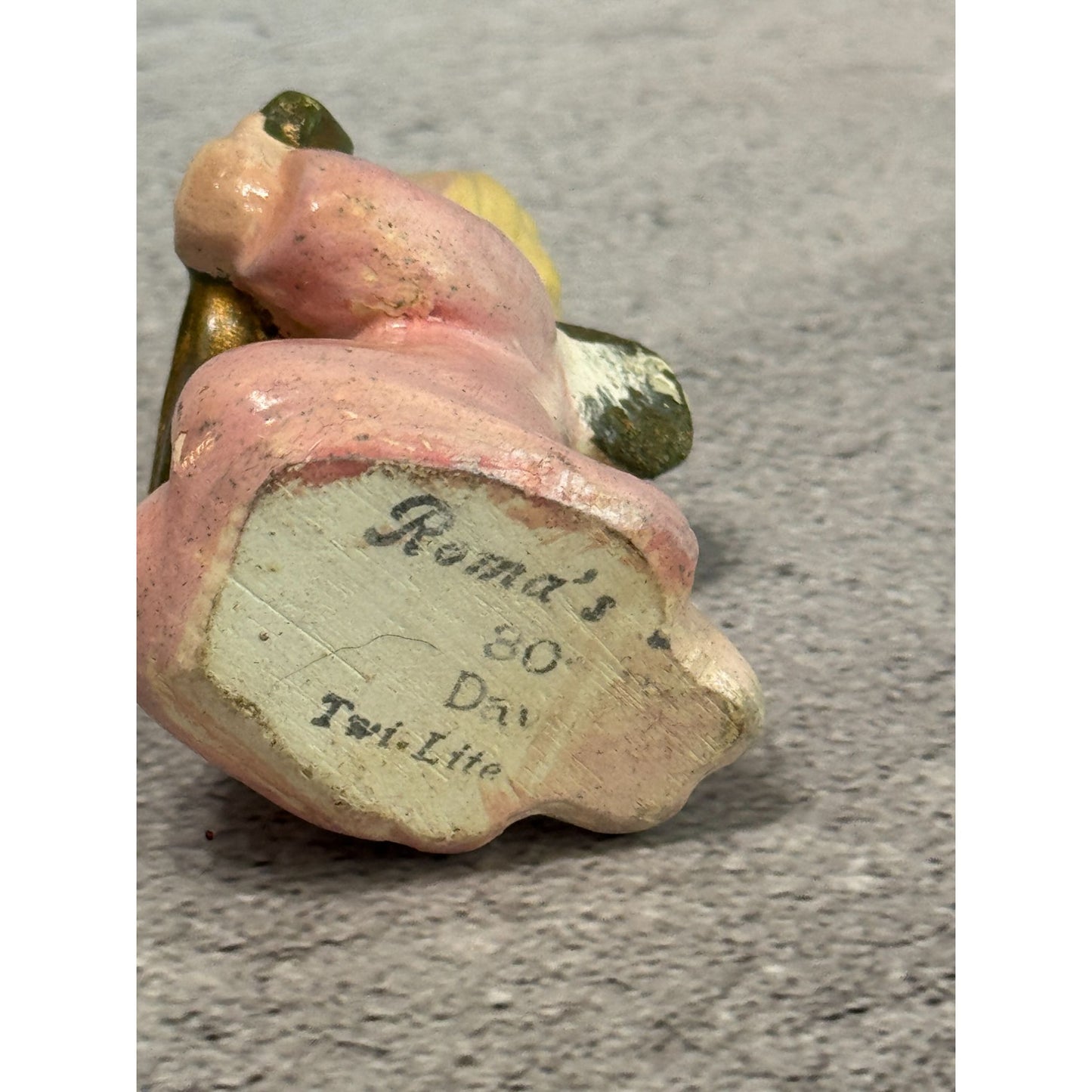 Vintage Twi-Lite Chalkware Angel Figure 1930s-1940s Pink & Gold 3 Inches Rare