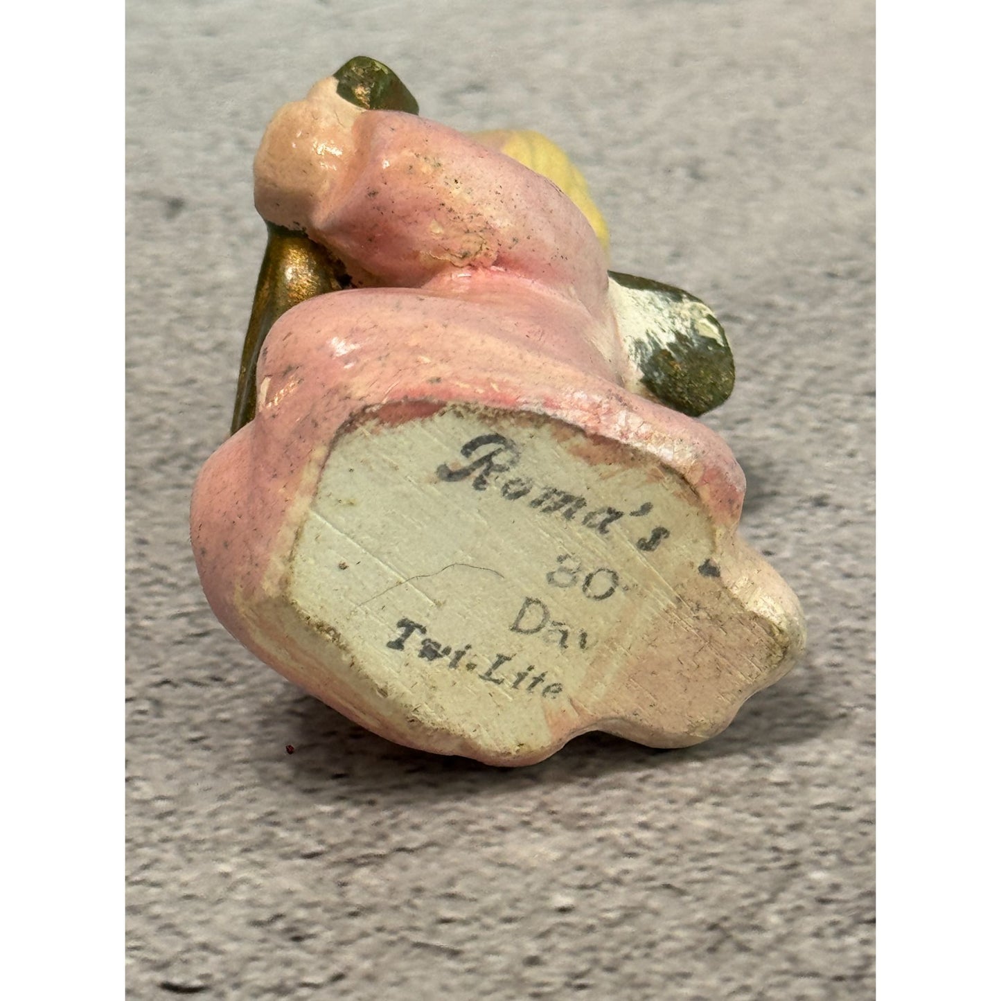 Vintage Twi-Lite Chalkware Angel Figure 1930s-1940s Pink & Gold 3 Inches Rare