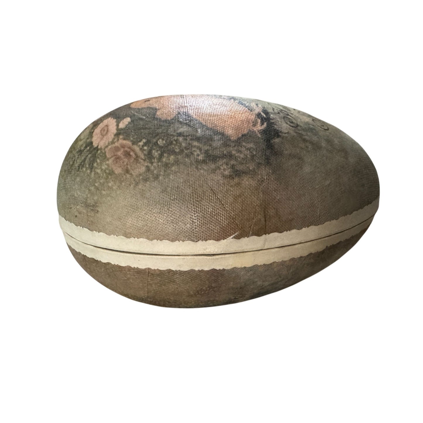 Bethany Lowe Large Paper Mache Easter Egg Container Chick Design Floral Interior