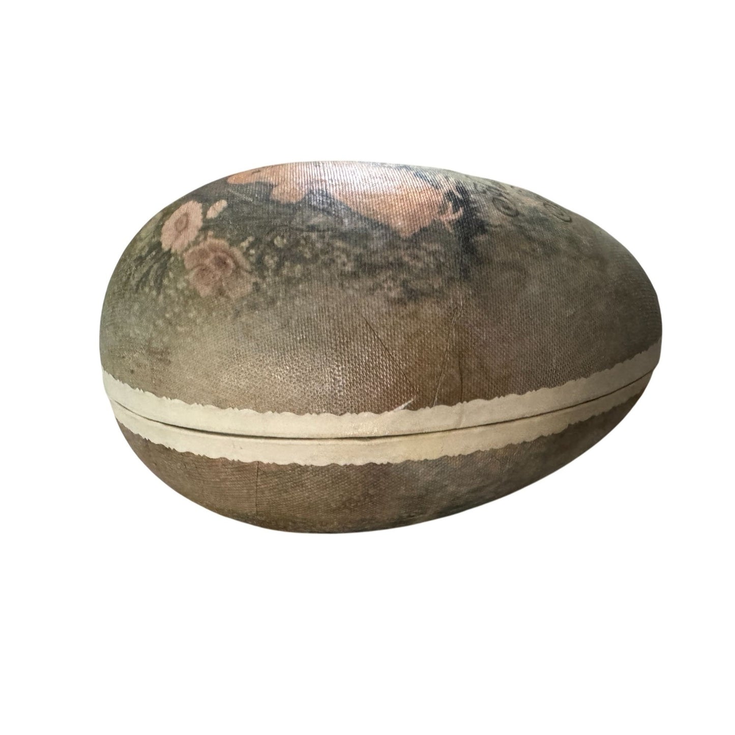Bethany Lowe Large Paper Mache Easter Egg Container Chick Design Floral Interior