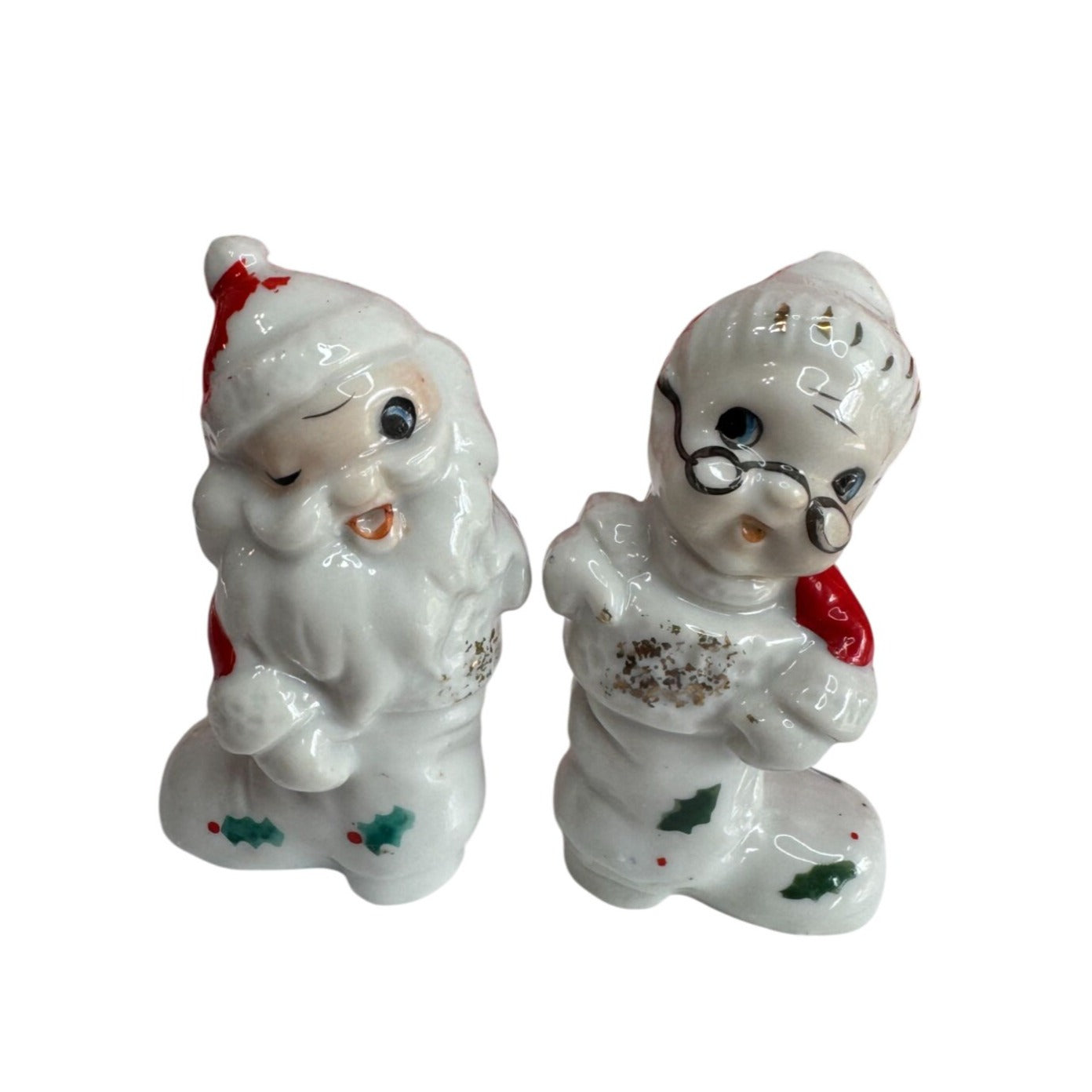 Vintage Japan Santa And Mrs Claus Porcelain Christmas Figurines 3.25"