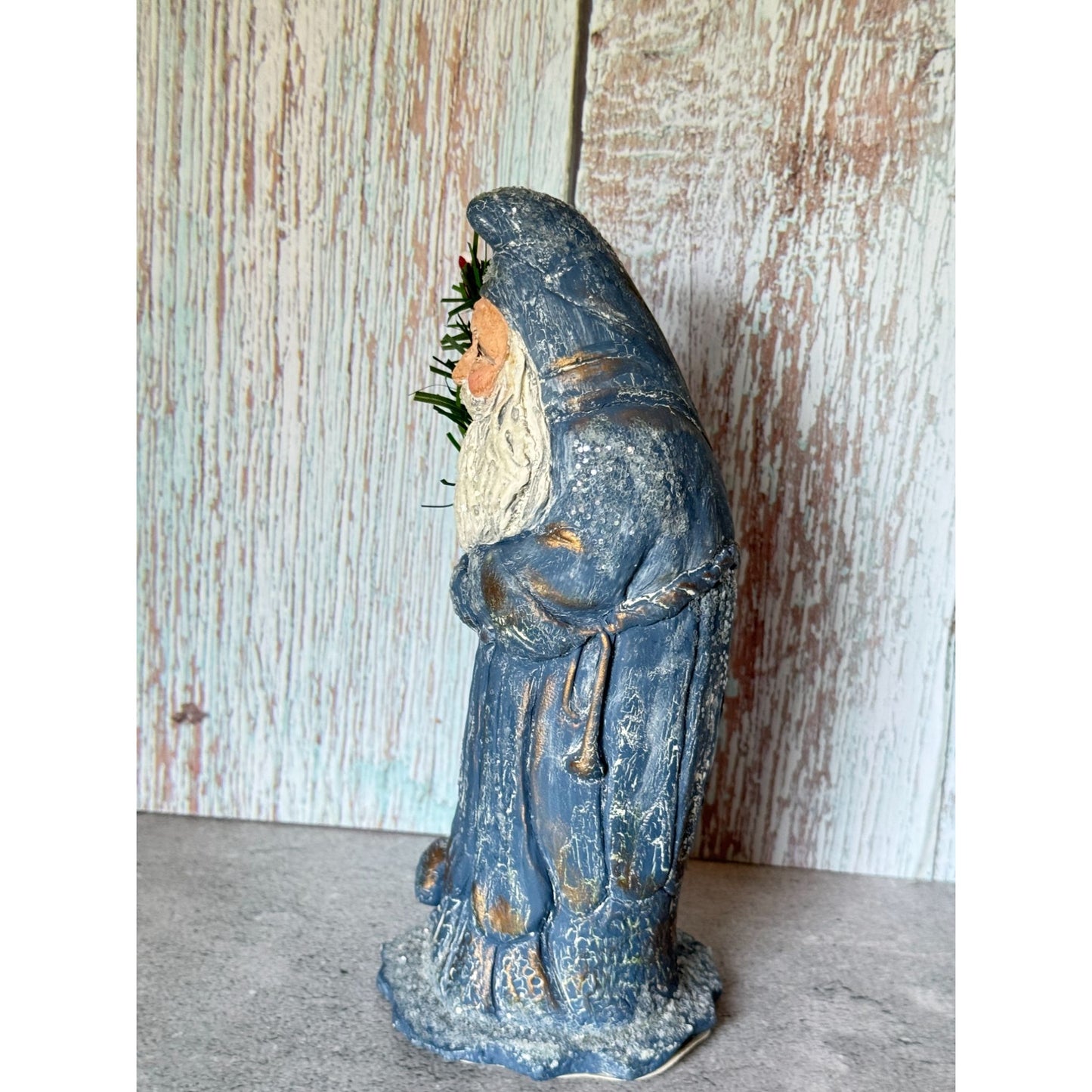 1995 Sandy Schull Originals Blue Santa W/Tree Candy Container Series 8" Collectible Figurine