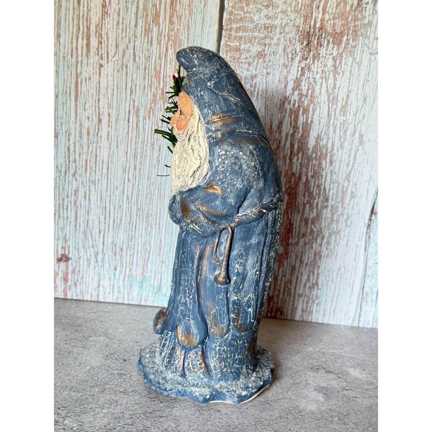 1995 Sandy Schull Originals Blue Santa W/Tree Candy Container Series 8" Collectible Figurine