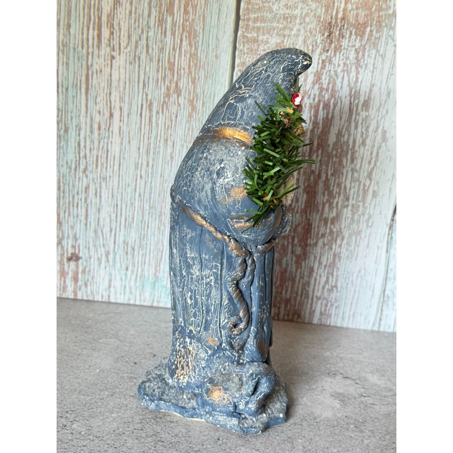 1995 Sandy Schull Originals Blue Santa W/Tree Candy Container Series 8" Collectible Figurine