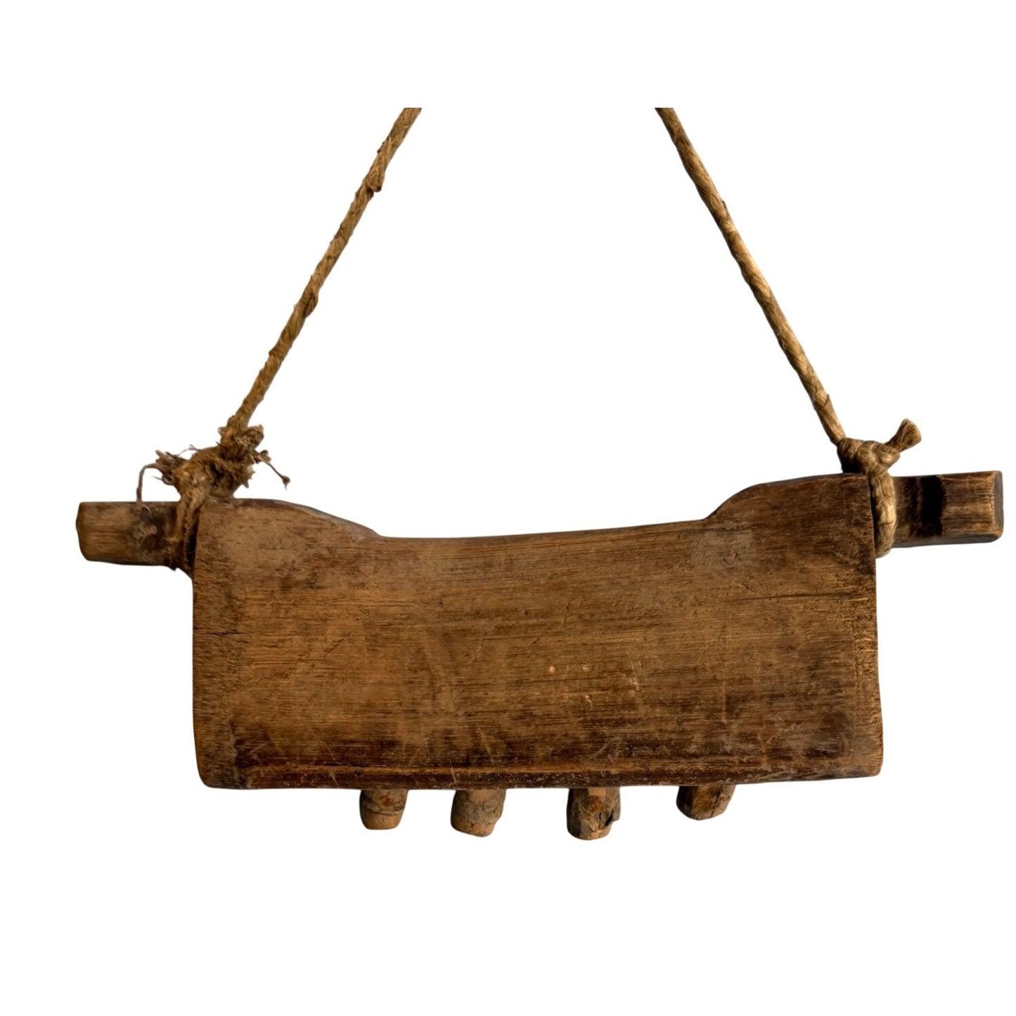 Primitive Wooden Cowbell Rustic Farmhouse Decor Brown Wood 9.5 x 4 Inches