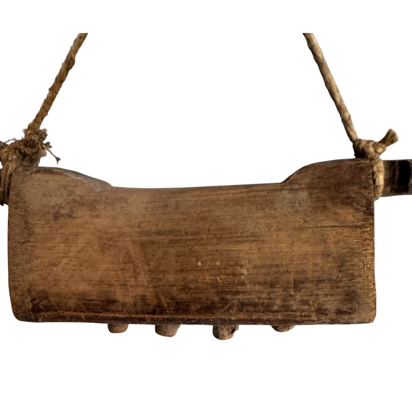 Primitive Wooden Cowbell Rustic Farmhouse Decor Brown Wood 9.5 x 4 Inches