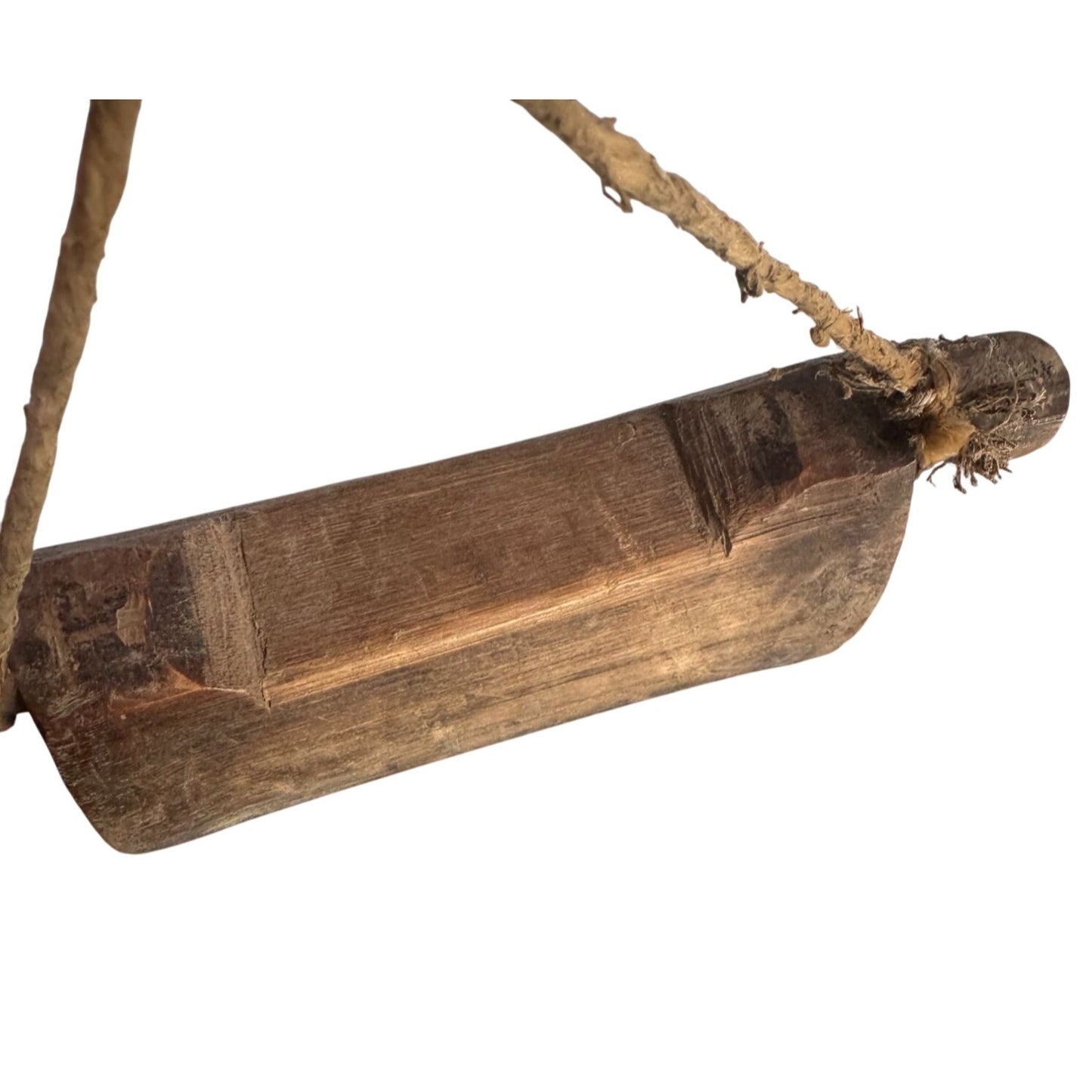 Primitive Wooden Cowbell Rustic Farmhouse Decor Brown Wood 9.5 x 4 Inches