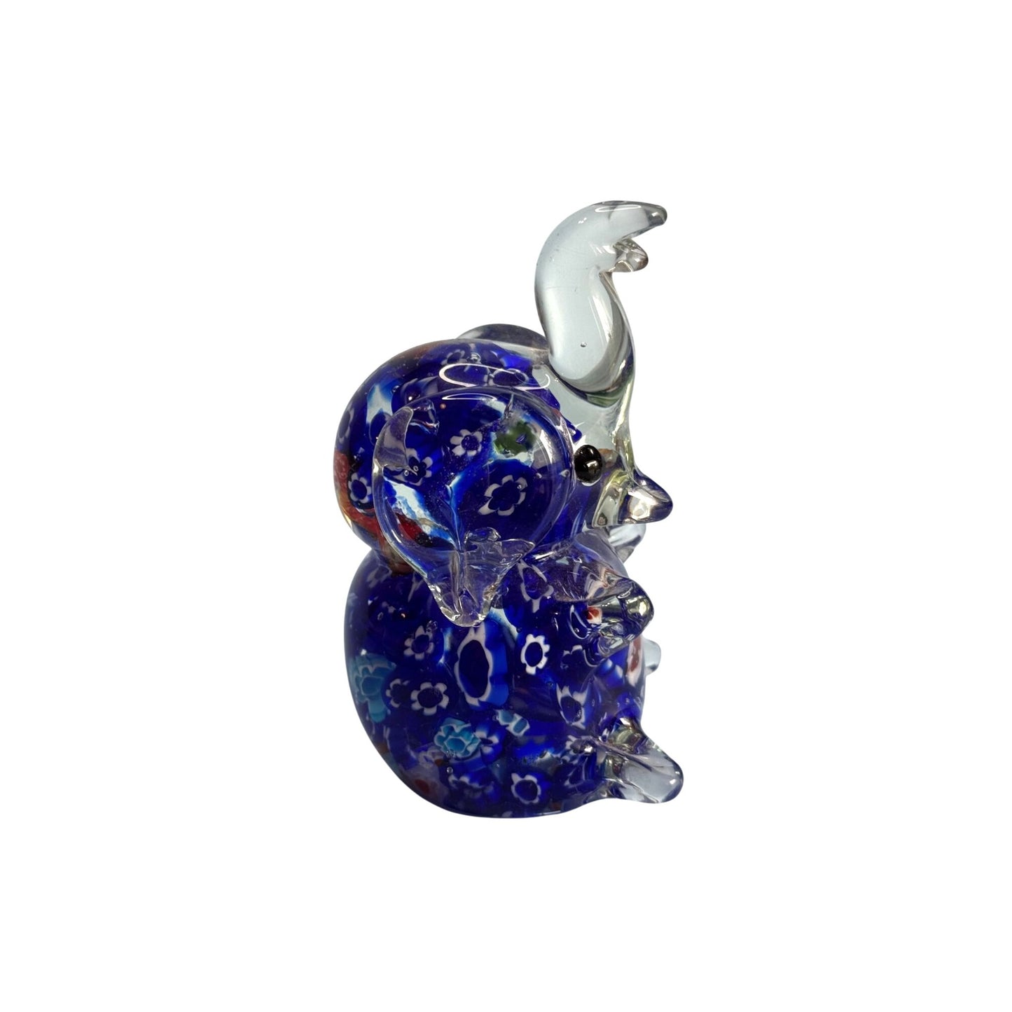 Venetian Millefiori Art Glass Elephant Figurine Paperweight 4.5"