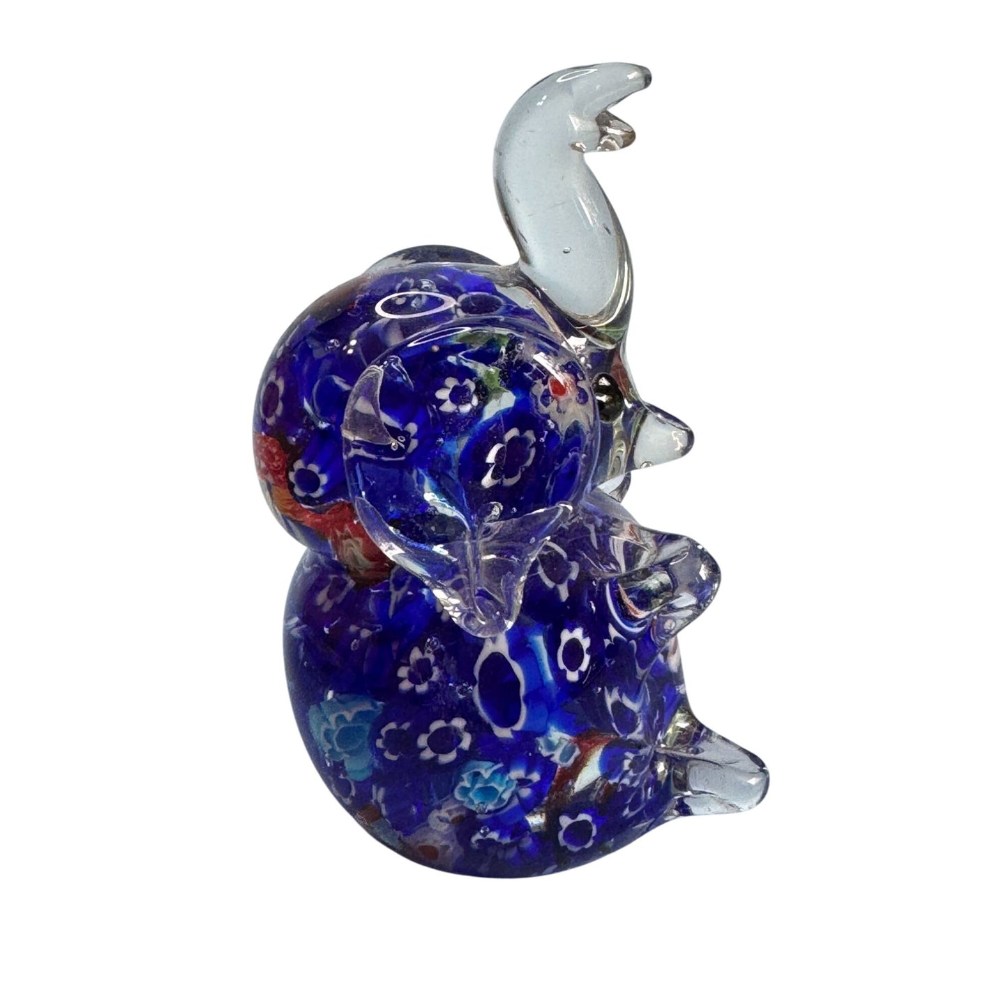 Venetian Millefiori Art Glass Elephant Figurine Paperweight 4.5"