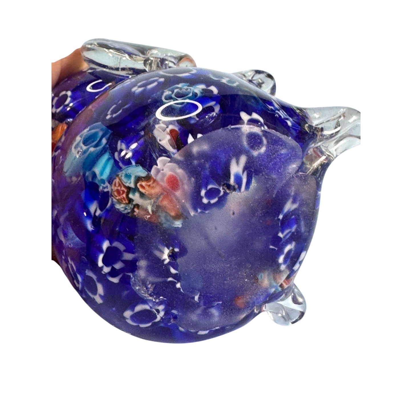Venetian Millefiori Art Glass Elephant Figurine Paperweight 4.5"