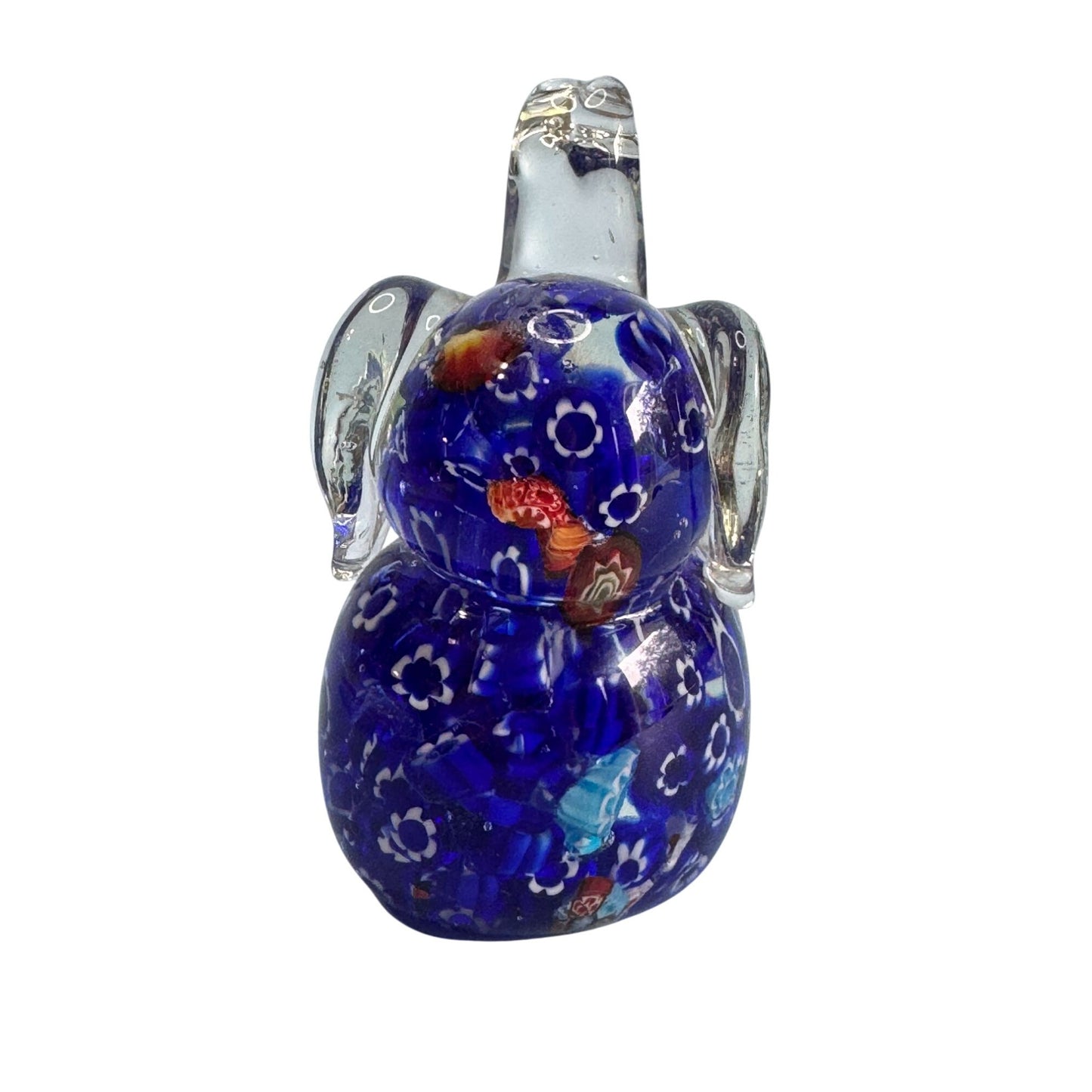 Venetian Millefiori Art Glass Elephant Figurine Paperweight 4.5"