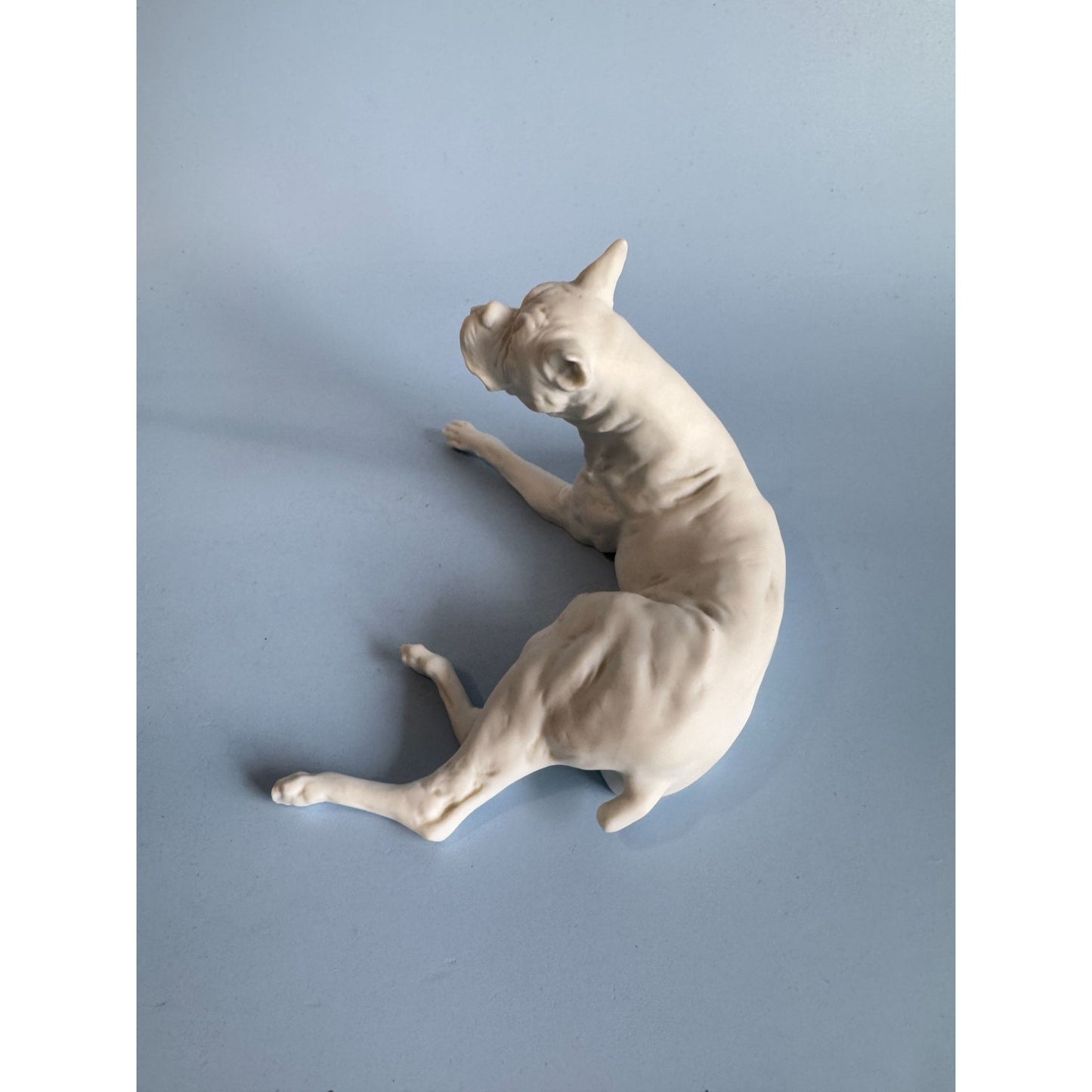 Vintage Kaiser Porcelain Boxer Dog Figurine 6.5" Long 3" High White Ceramic Art Germany Rare