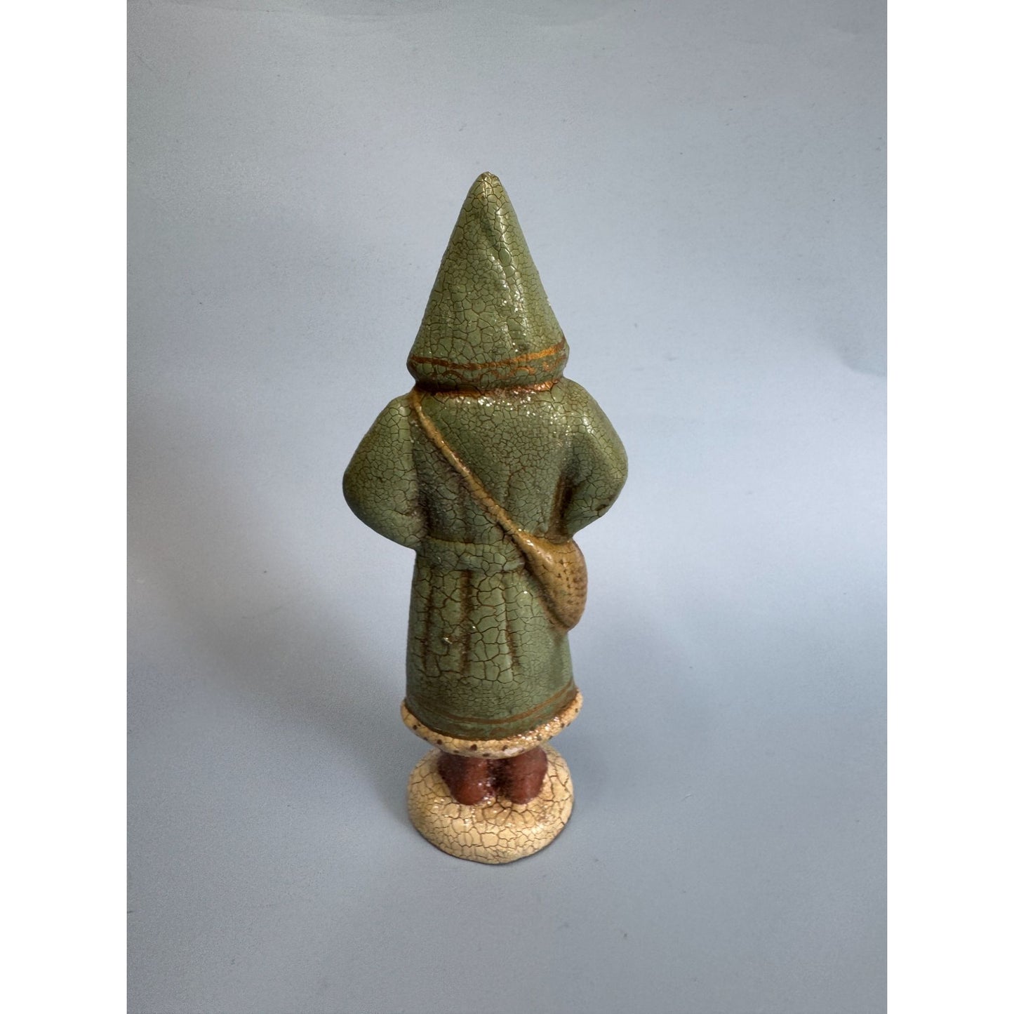 Vintage Folk Art Santa Claus Statue Crackle Finish 7.5"