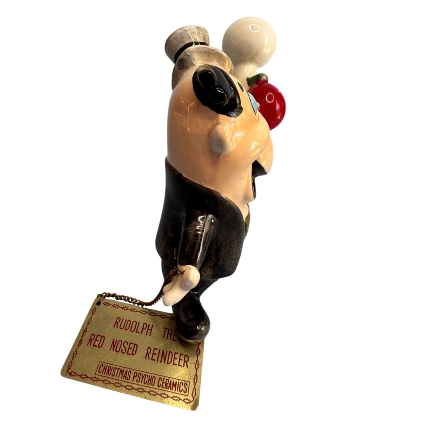 1960s Kreiss Psycho Ceramics “Rudolph the Red-Nosed Reindeer” w/ Woolworth’s Tag