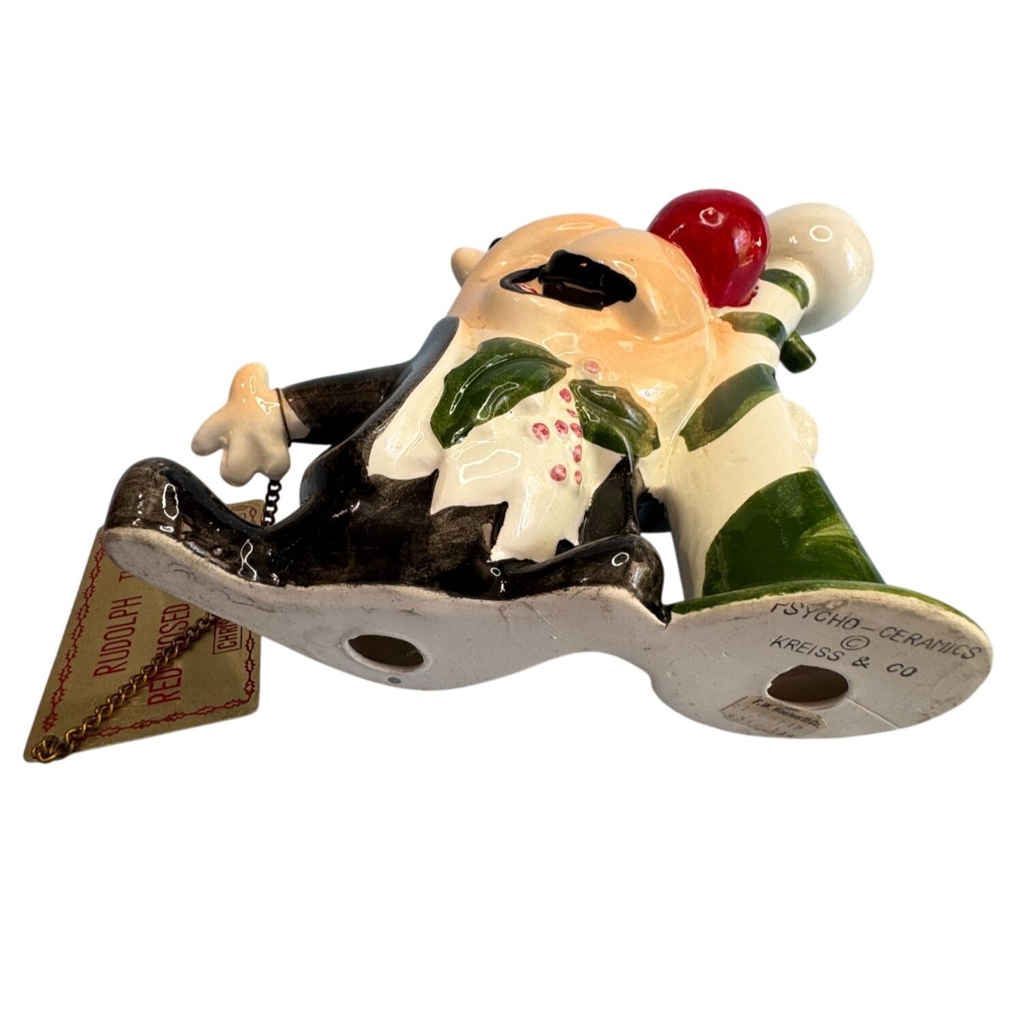1960s Kreiss Psycho Ceramics “Rudolph the Red-Nosed Reindeer” w/ Woolworth’s Tag