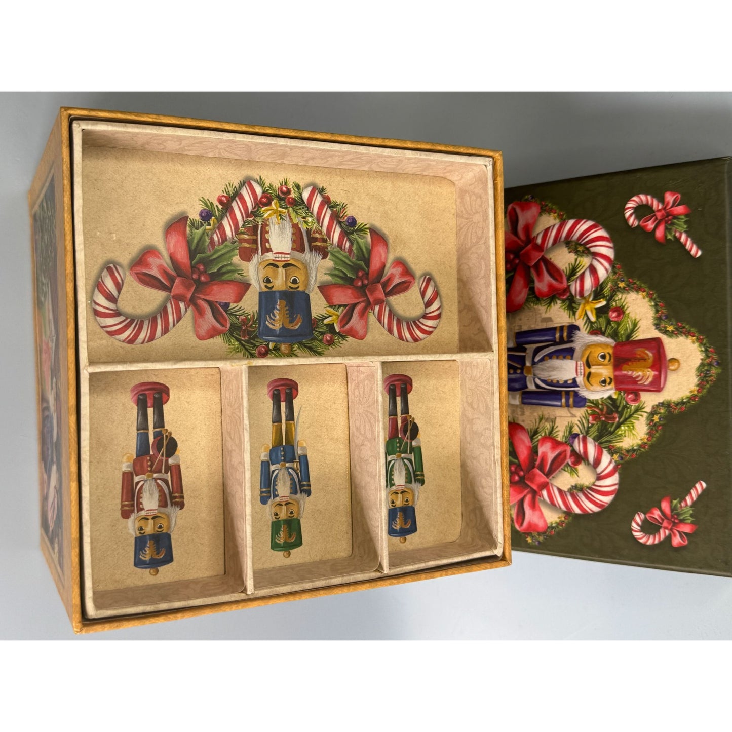 Christmas Nutcracker Nesting Boxes With Nutcracker Design 2-Piece Set Decorative Holiday Storage Or Gift Packaging