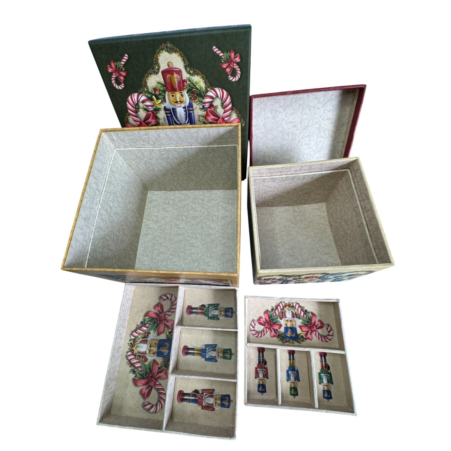 Christmas Nutcracker Nesting Boxes With Nutcracker Design 2-Piece Set Decorative Holiday Storage Or Gift Packaging