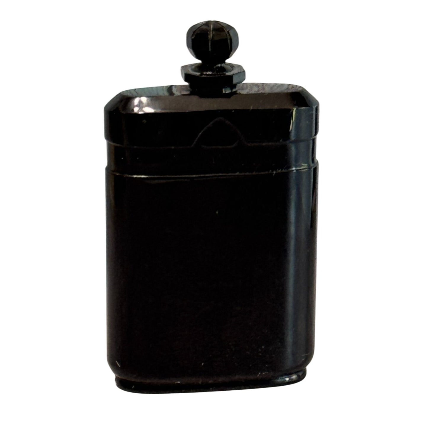Art Deco Czech Bohemian Glass Black Amethyst Perfume Bottle 4.25 Inches