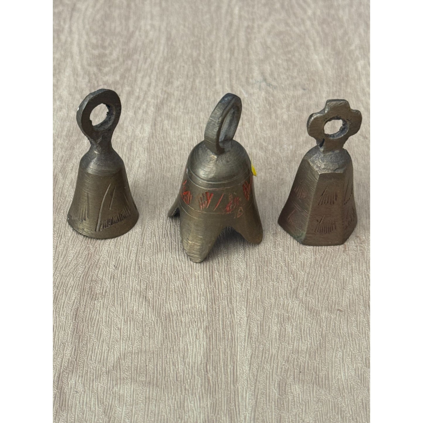 Vintage Sarna Brass Bells Mini 1 3/4" Set Of 3 Handcrafted India Decorative Collectibles