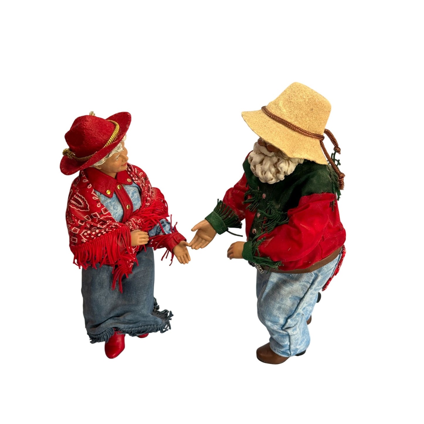 Possible Dreams Clothique Do-Si-Do Cowboy Santa & Mrs. Claus Figurines Dancing