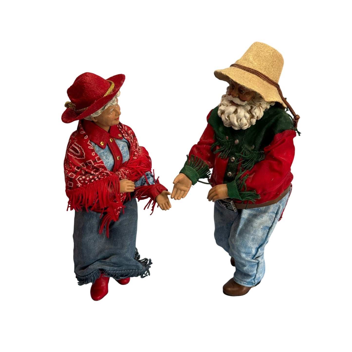 Possible Dreams Clothique Do-Si-Do Cowboy Santa & Mrs. Claus Figurines Dancing