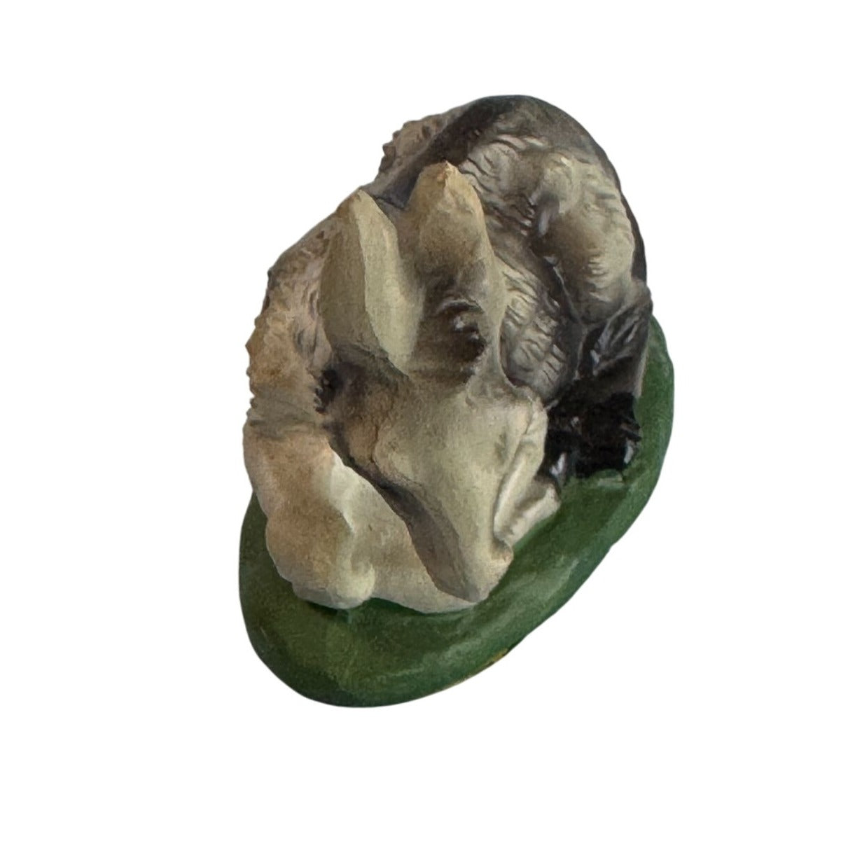 Midcentury Handmade Paper Mache Donkey Figurine Gray Green 4.5 Inch Japan
