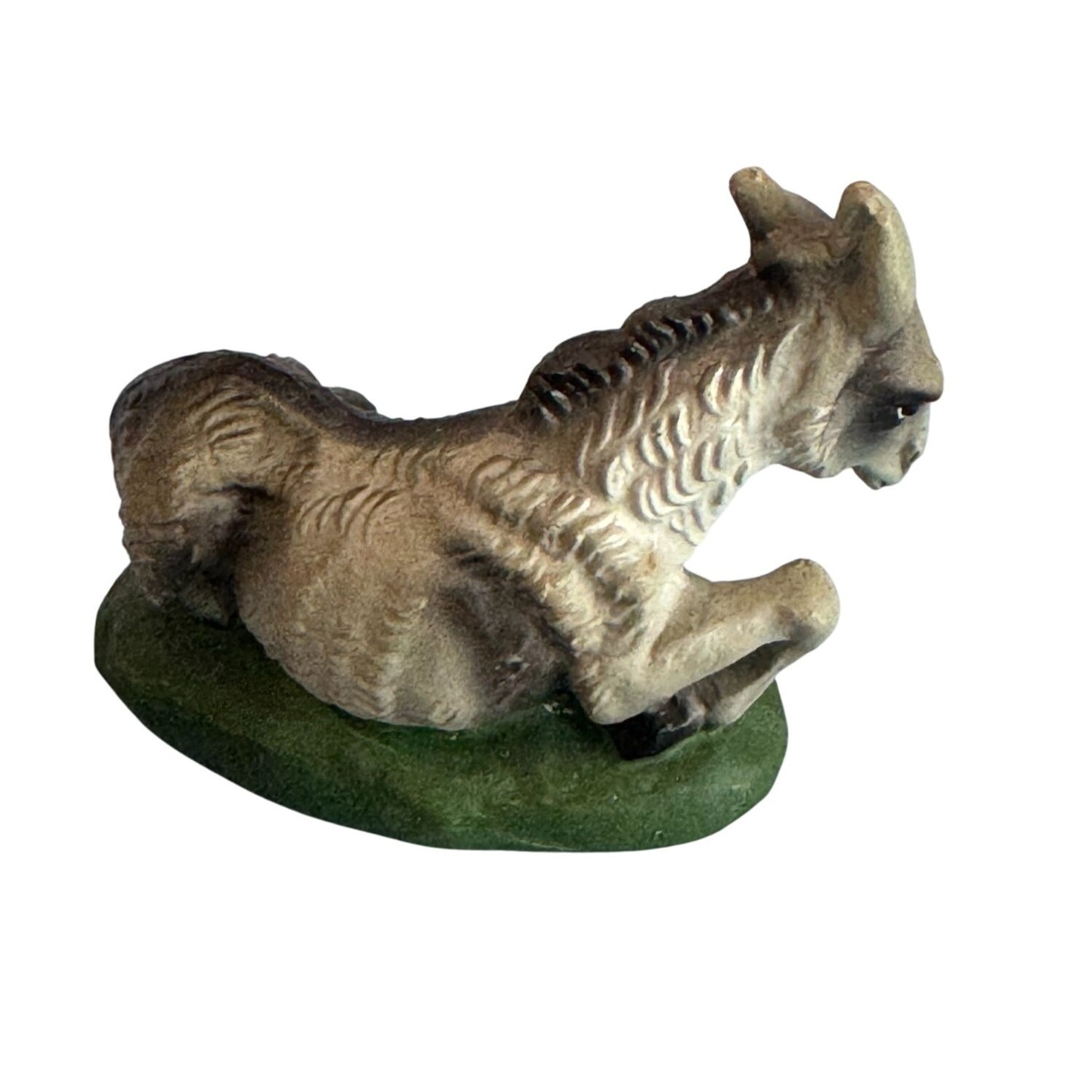 Midcentury Handmade Paper Mache Donkey Figurine Gray Green 4.5 Inch Japan