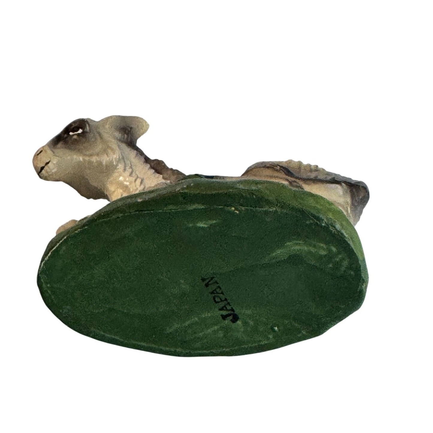 Midcentury Handmade Paper Mache Donkey Figurine Gray Green 4.5 Inch Japan