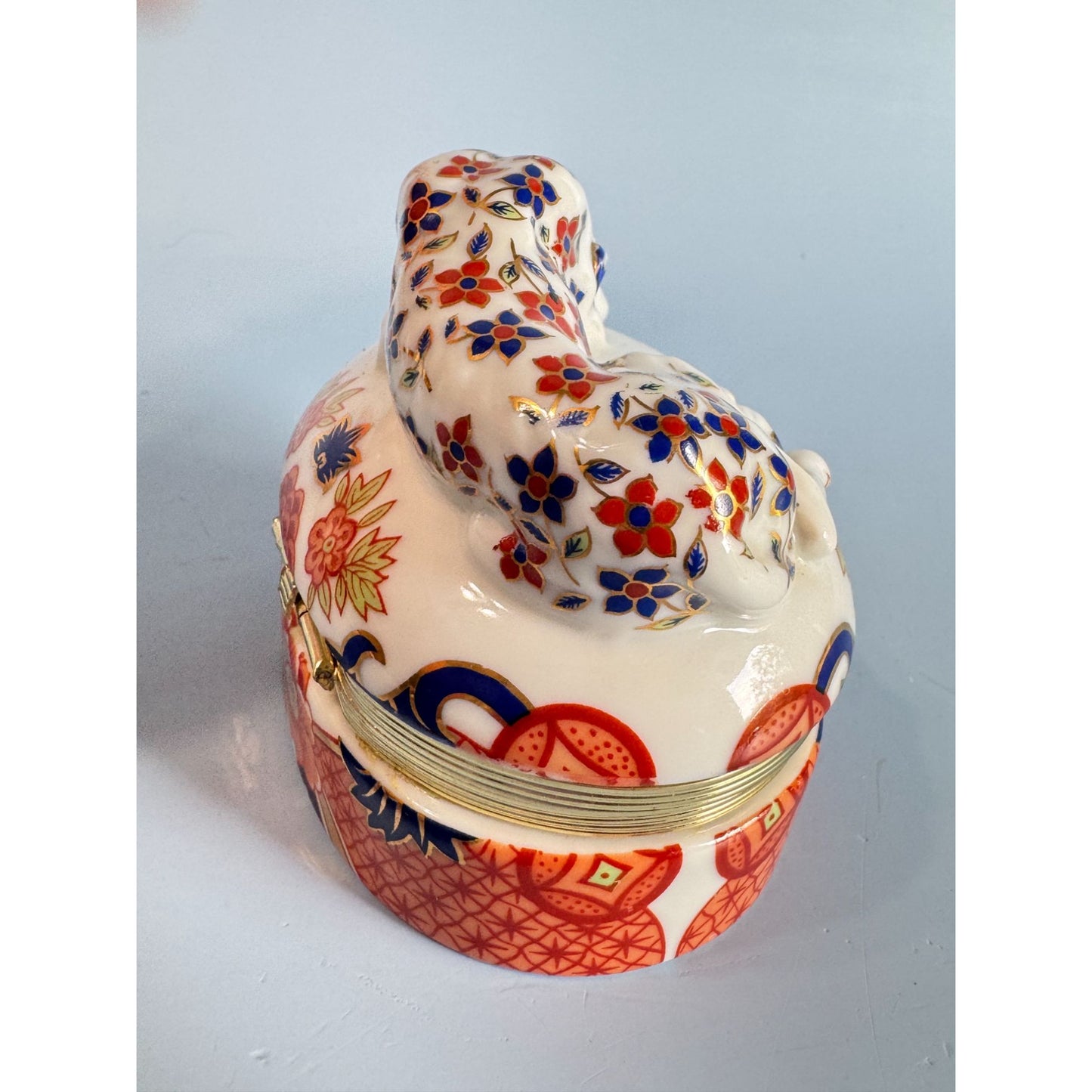 Andrea By Sadek Imari Style Dog Trinket Box 3 1/2"